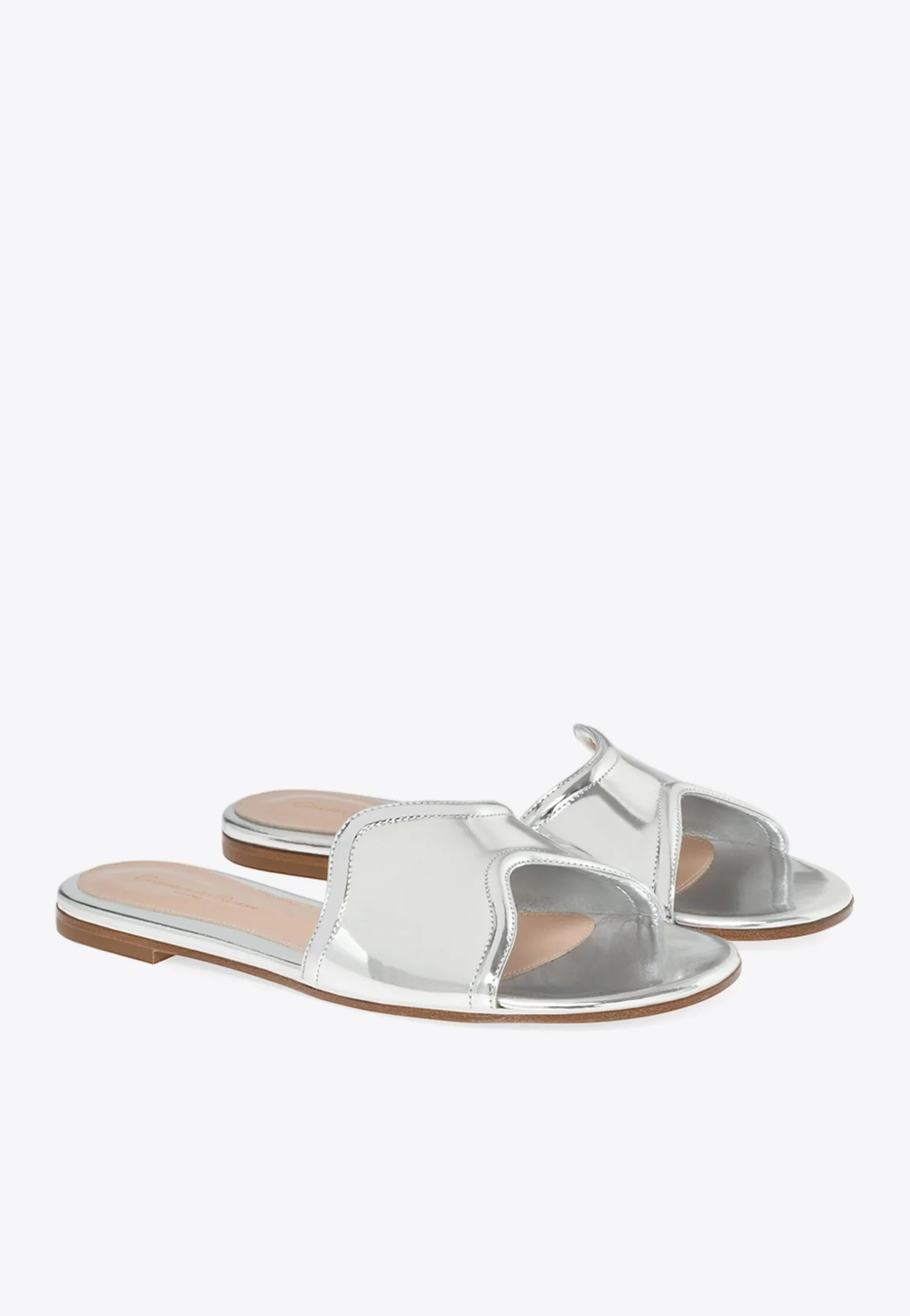 Gianvito Rossi Lucrezia Metallic-Leather Slides