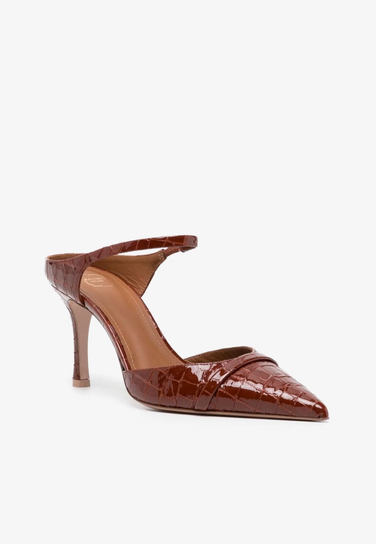 Malone Souliers Uma 80 Croc-Embossed Leather Pumps