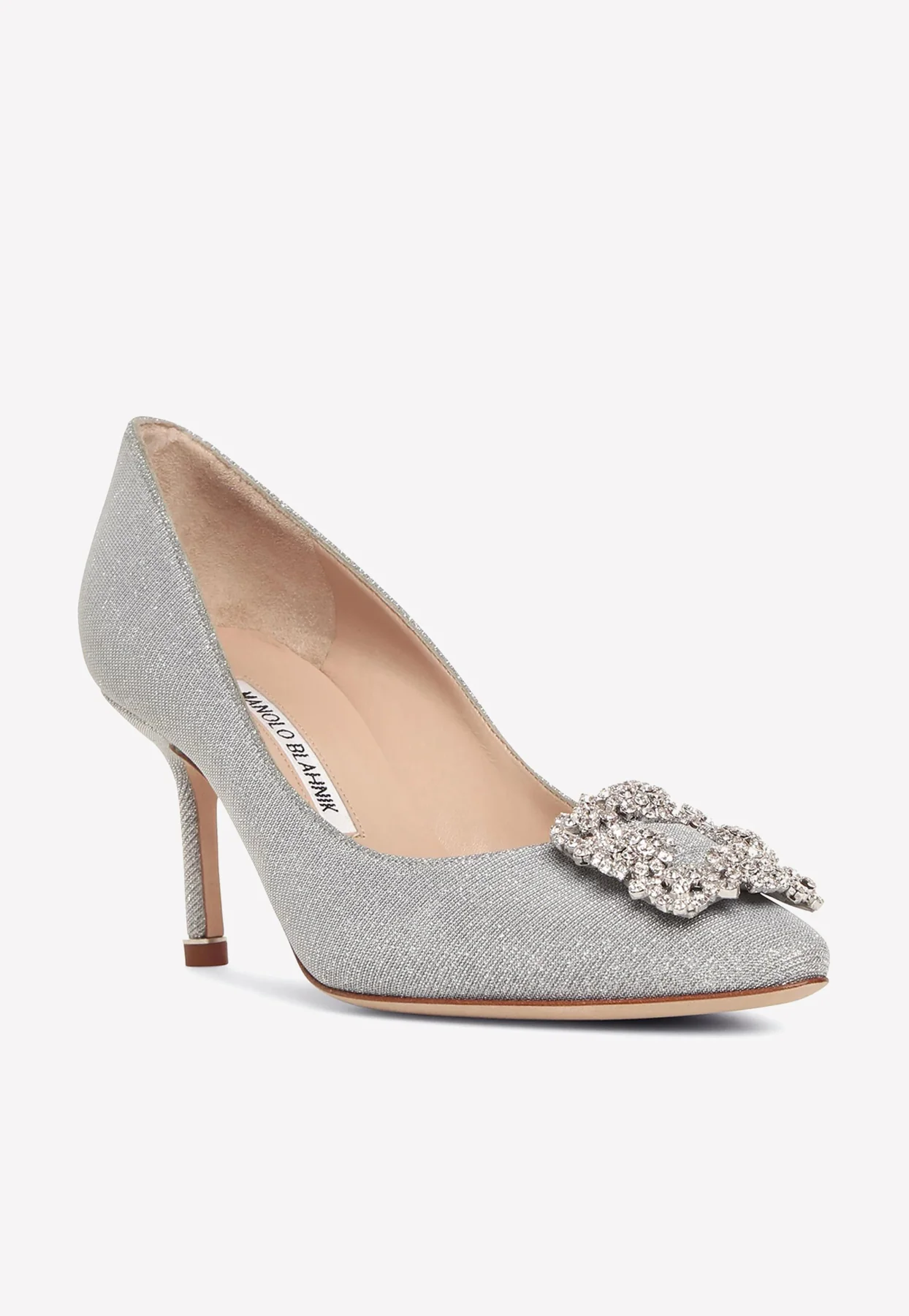 Manolo Blahnik Hangisi 70 Glitter Crystal Buckle Pumps