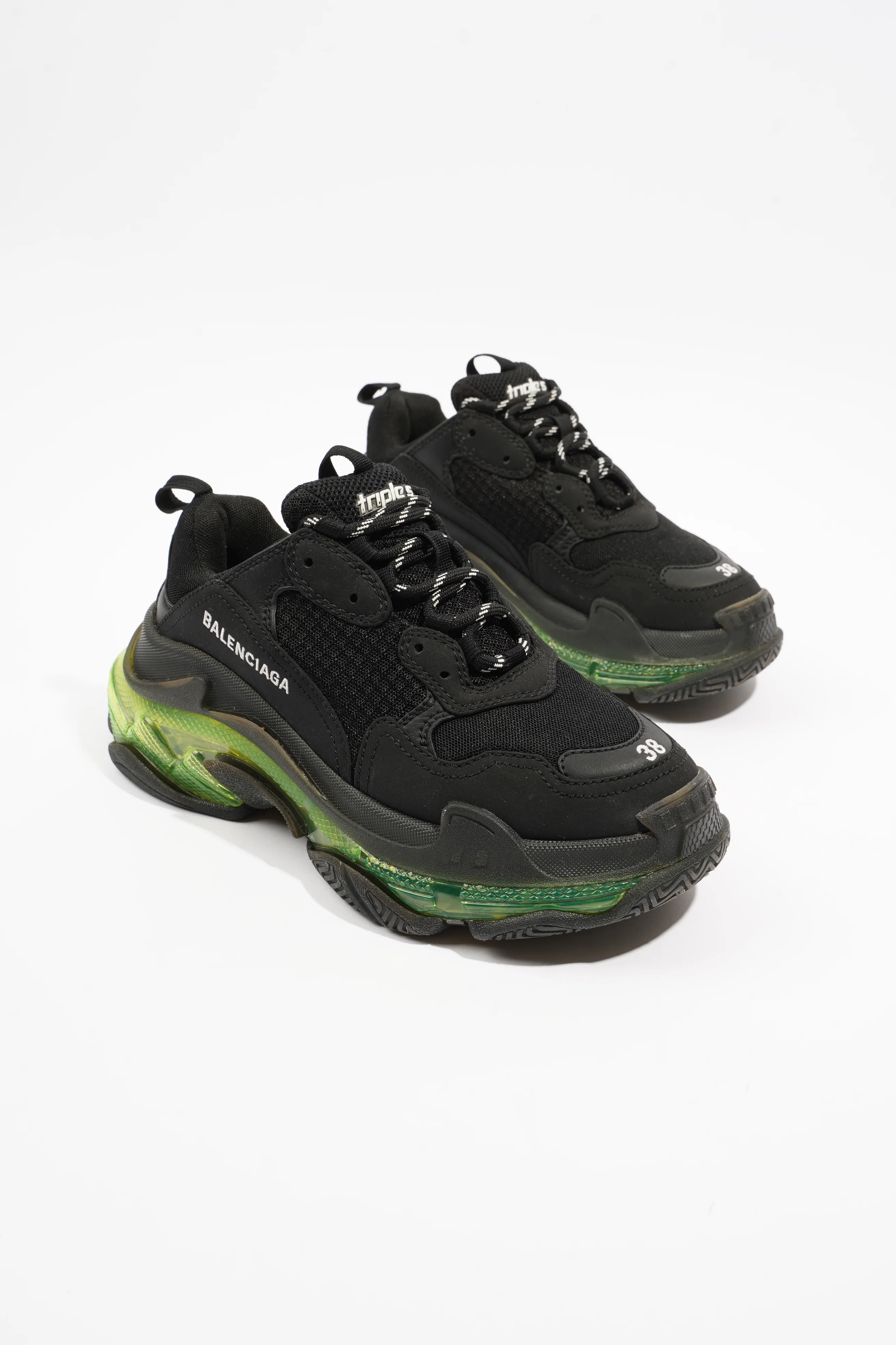 Balenciaga Triple S Clear sole Black / Green Mesh EU 38 UK 5