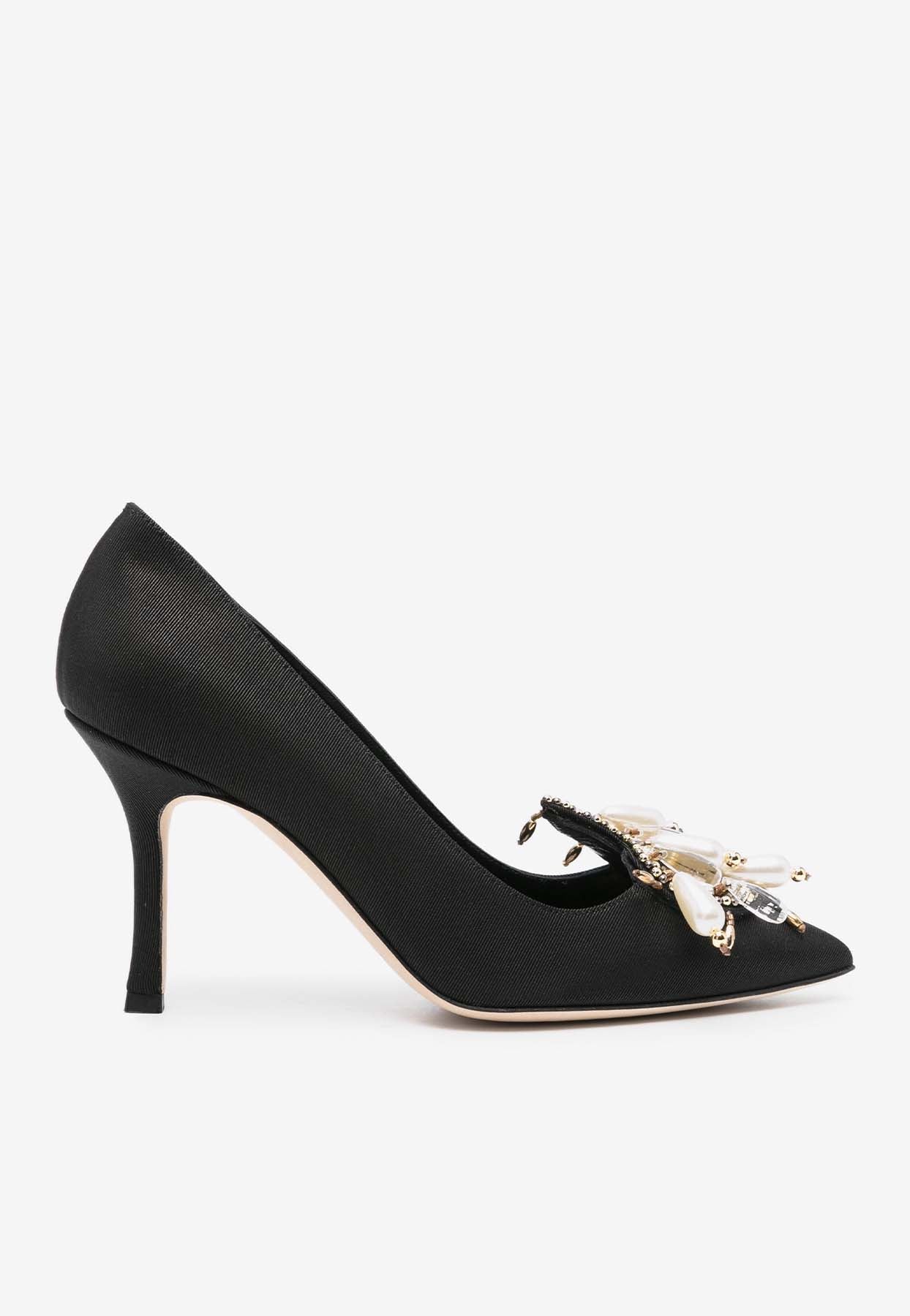 Manolo Blahnik Orientalia 90 Grosgrain Embellished Pumps