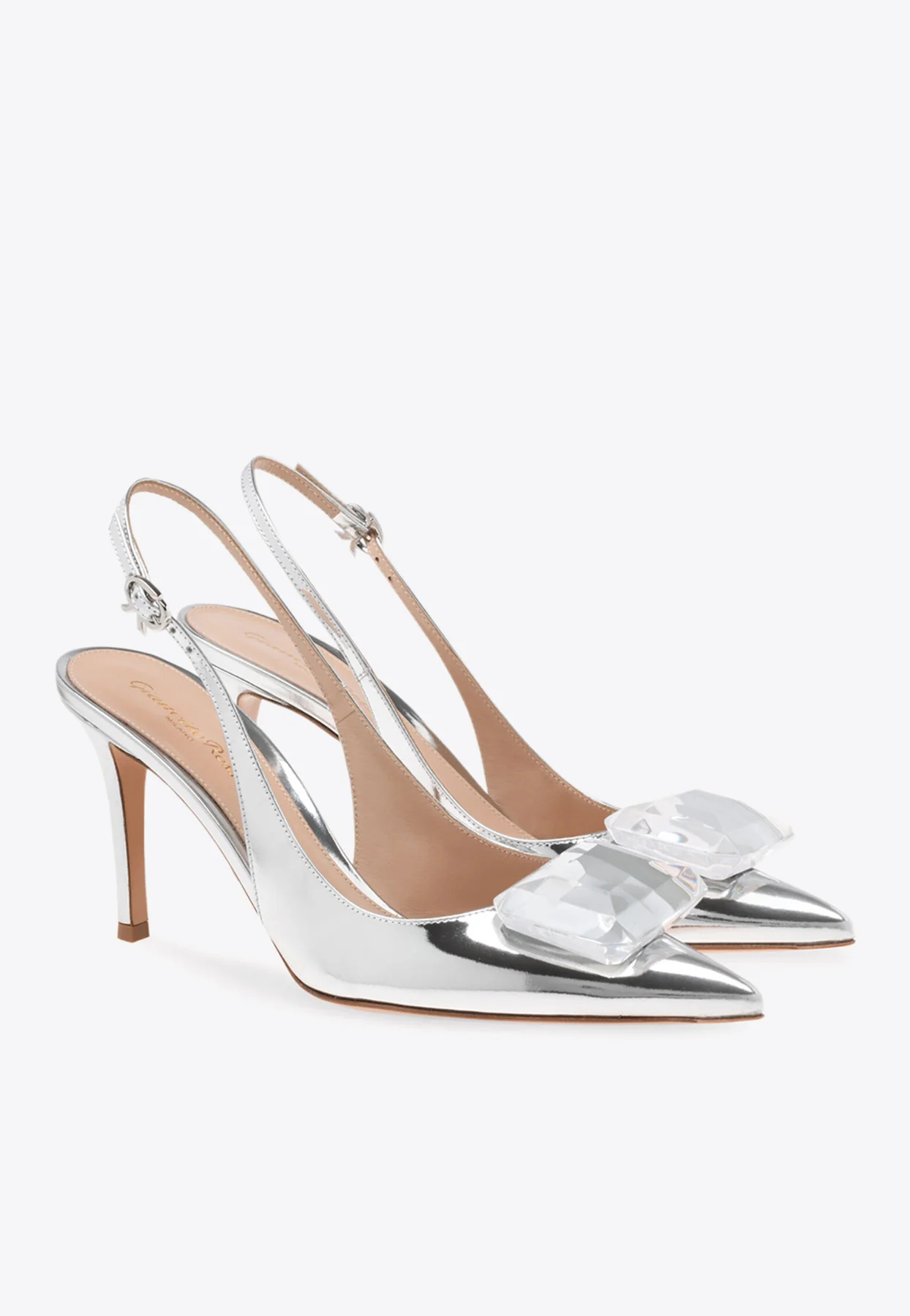 Gianvito Rossi Jaipur 85 Metallic-Leather Slingback Pumps
