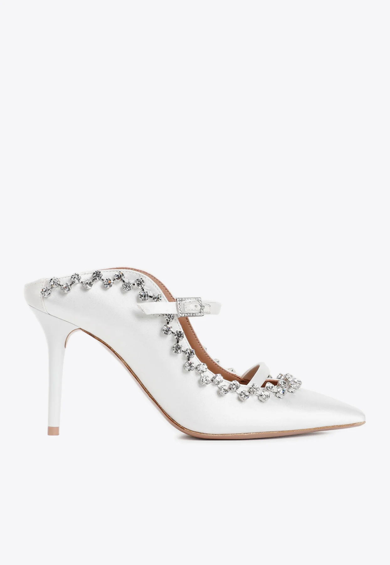 Malone Souliers Gala 85 Crystal-Embellished Satin Mules