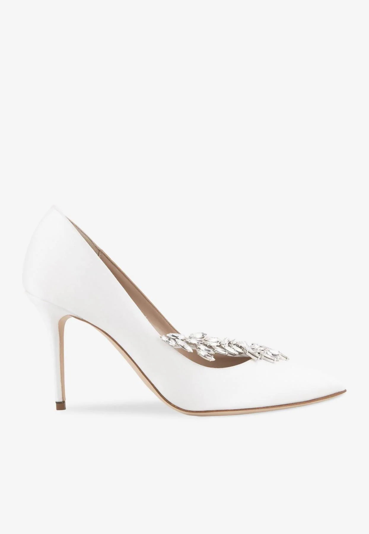 Manolo Blahnik Nadira 90 Satin Crystal-Embellished Satin Pumps