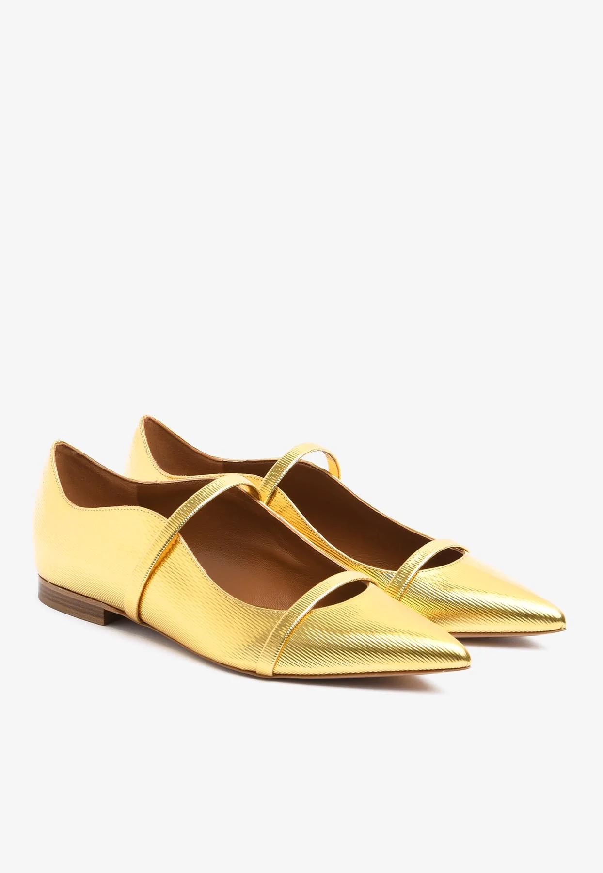 Malone Souliers Maureen Pointed Flats in Metallic Leather