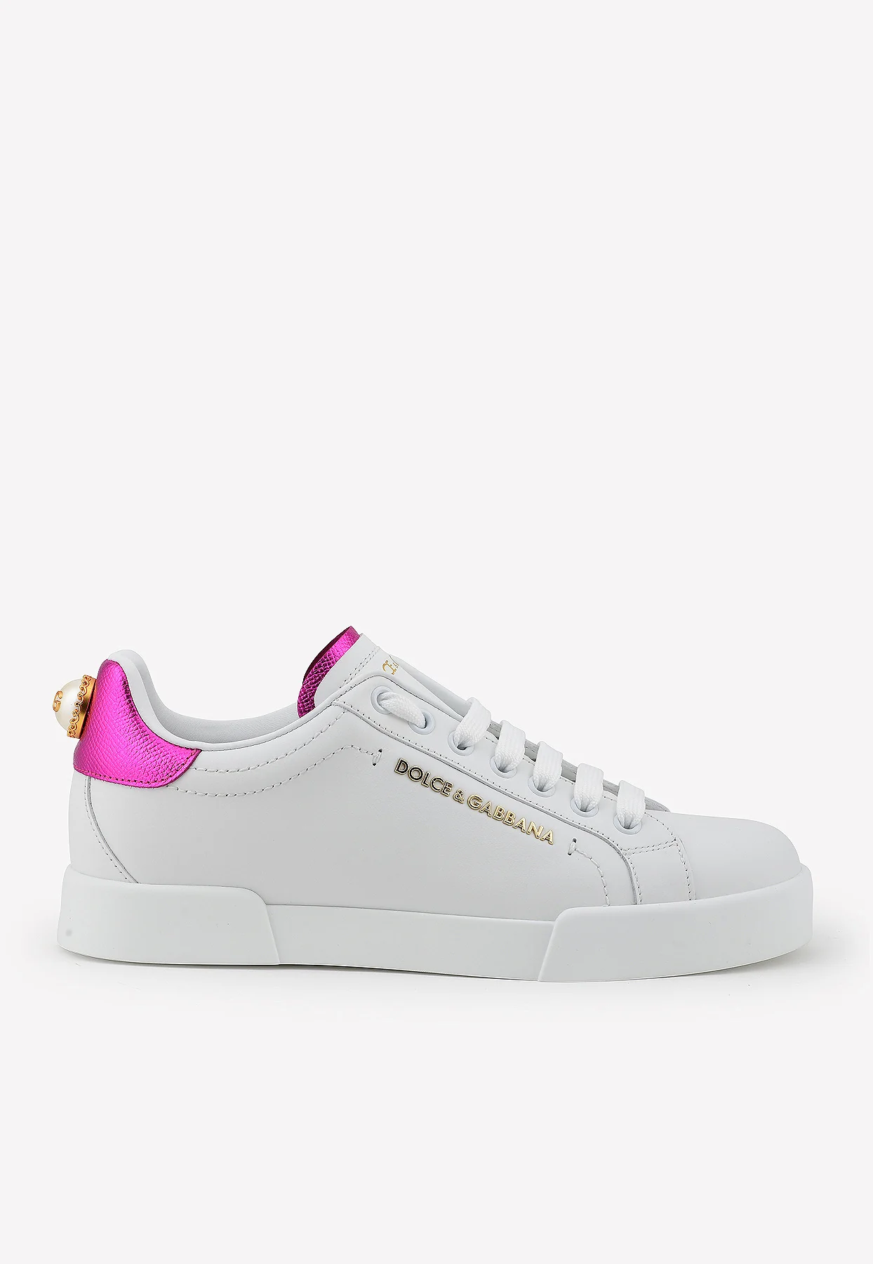 Dolce Gabbana Portofino Nappa Leather Sneakers with Logo Lettering