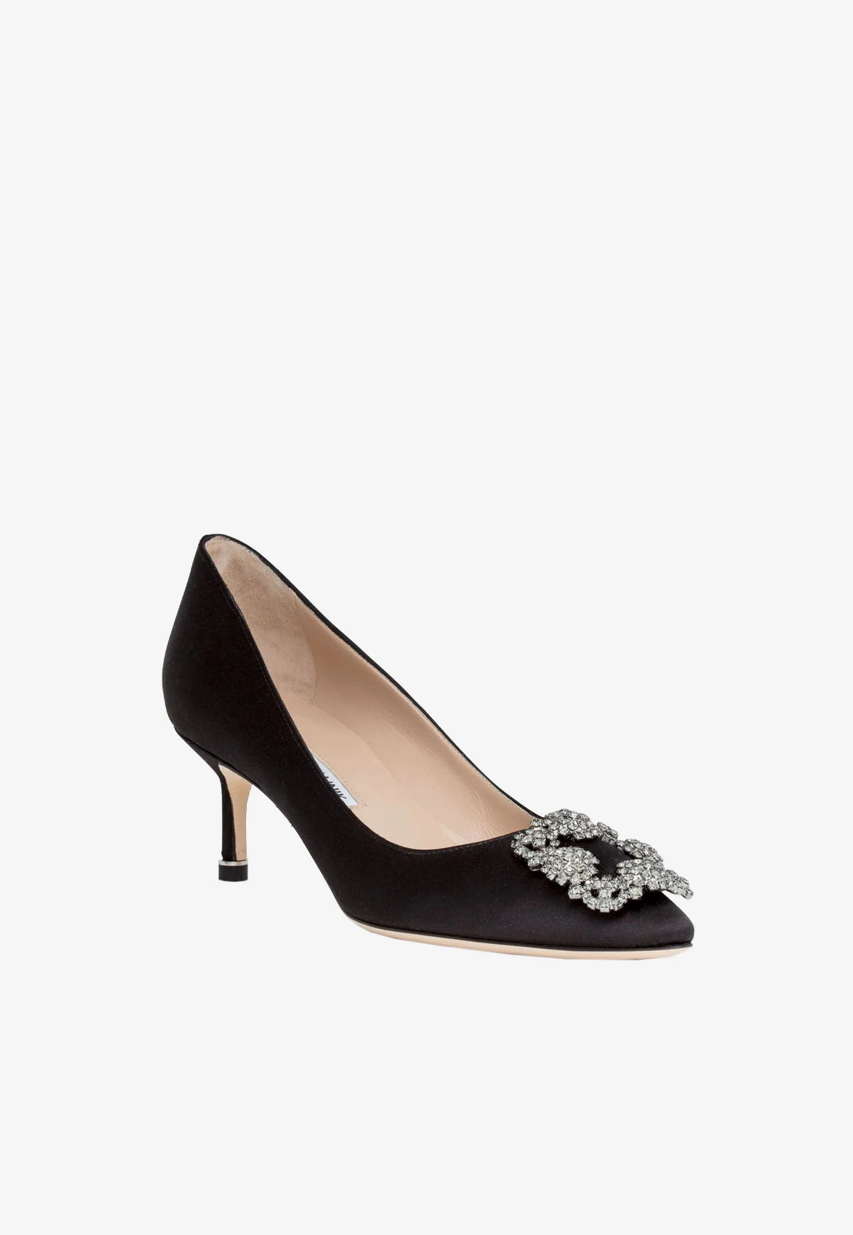 Manolo Blahnik Hangisi 50 FMC Crystal-Embellished Satin Pumps