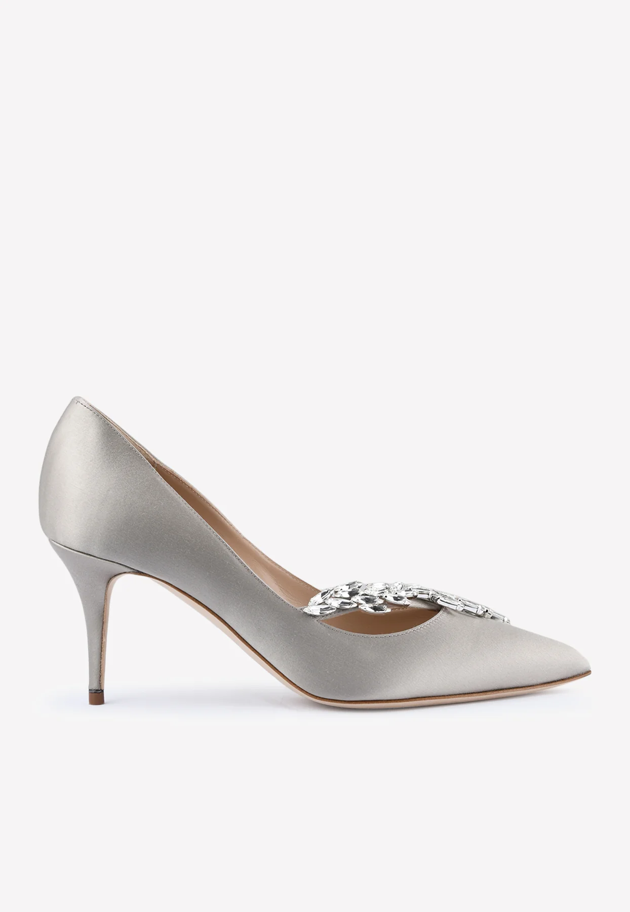 Manolo Blahnik Nadira 70 Crystal Leaf Satin Pumps