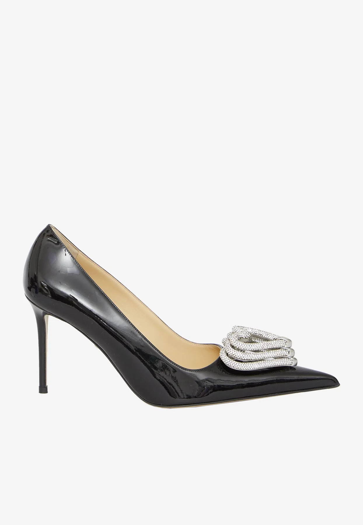Mach and Mach 95 Crystal Triple Heart Leather Pumps