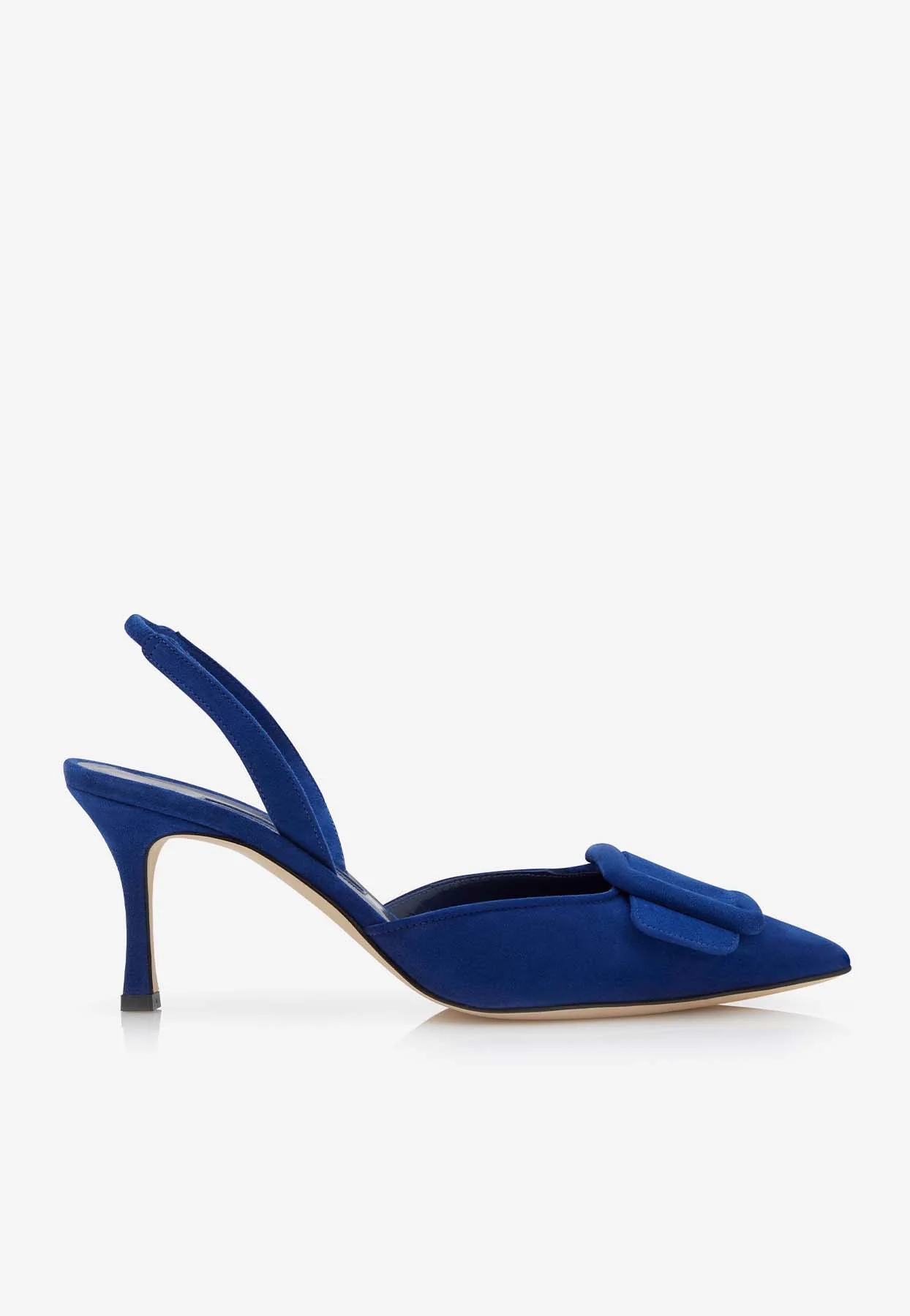 Manolo Blahnik Maysli 70 Suede Buckle Detail Slingback Pumps