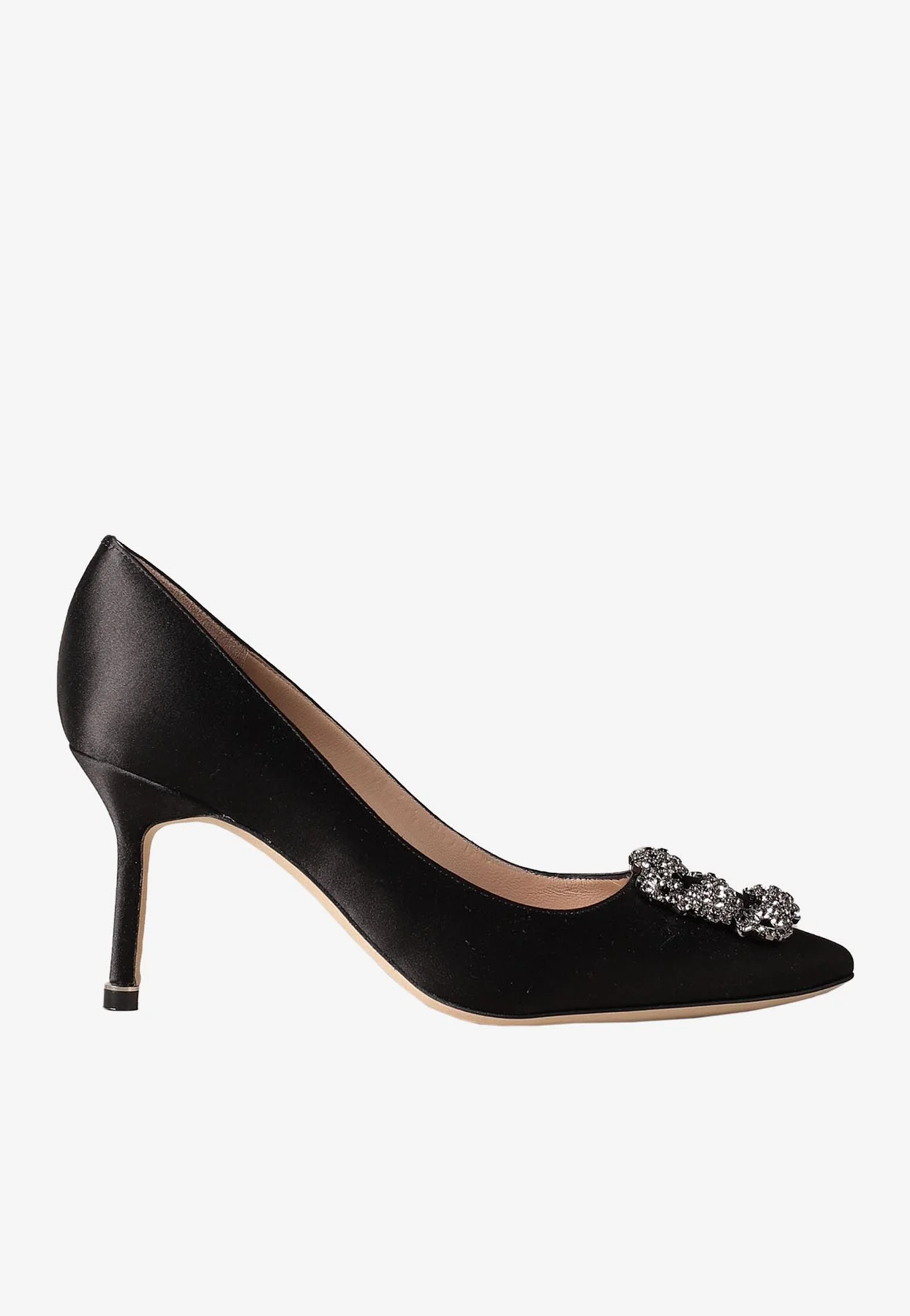 Manolo Blahnik Hangisi 70 Satin Pumps with FMC Crystal Buckle