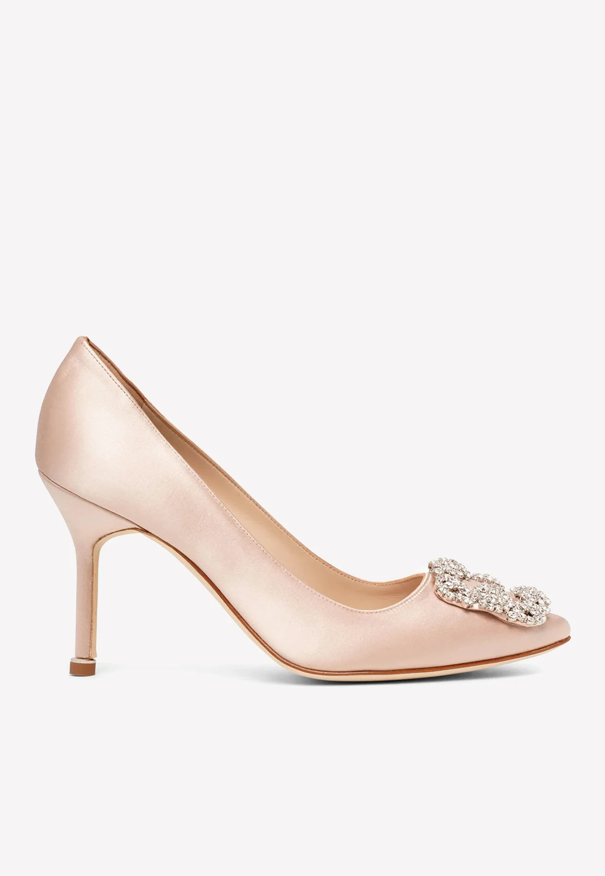 Manolo Blahnik Hangisi 90 Crystal Buckle Satin Pumps