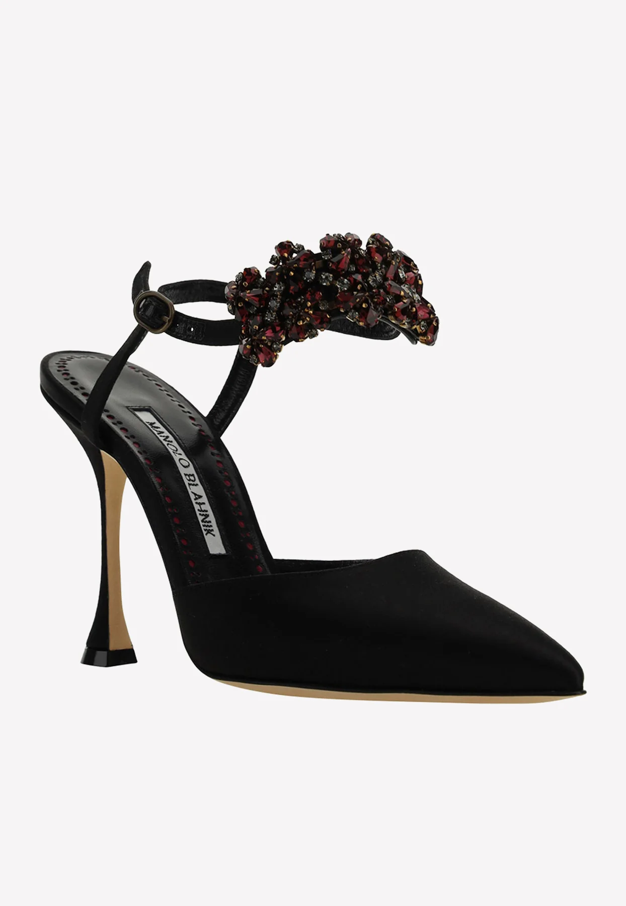 Manolo Blahnik Mabina 105 Crystal Embellished Satin Pumps