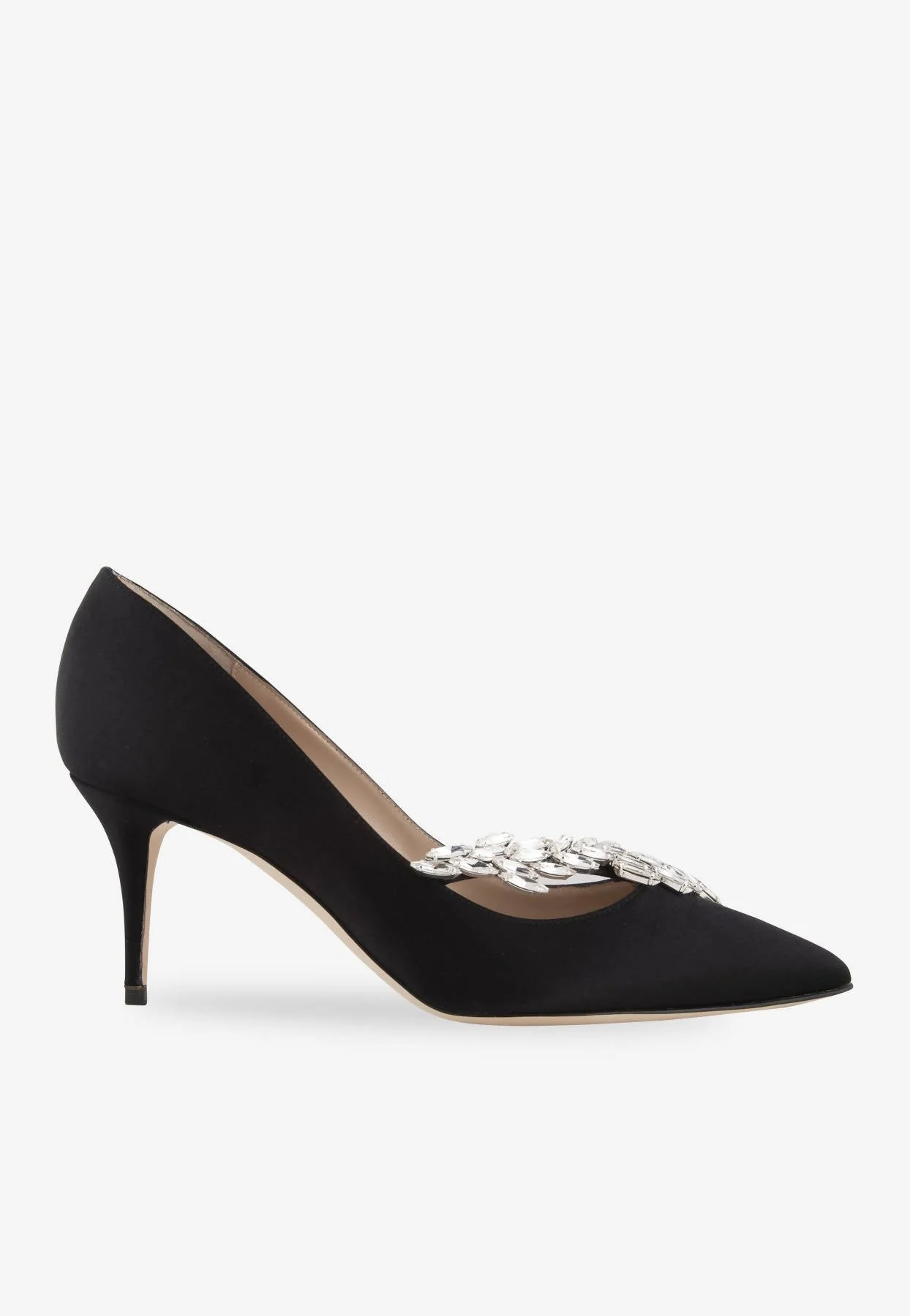 Manolo Blahnik Nadira 70 Crystal Leaf Satin Pumps