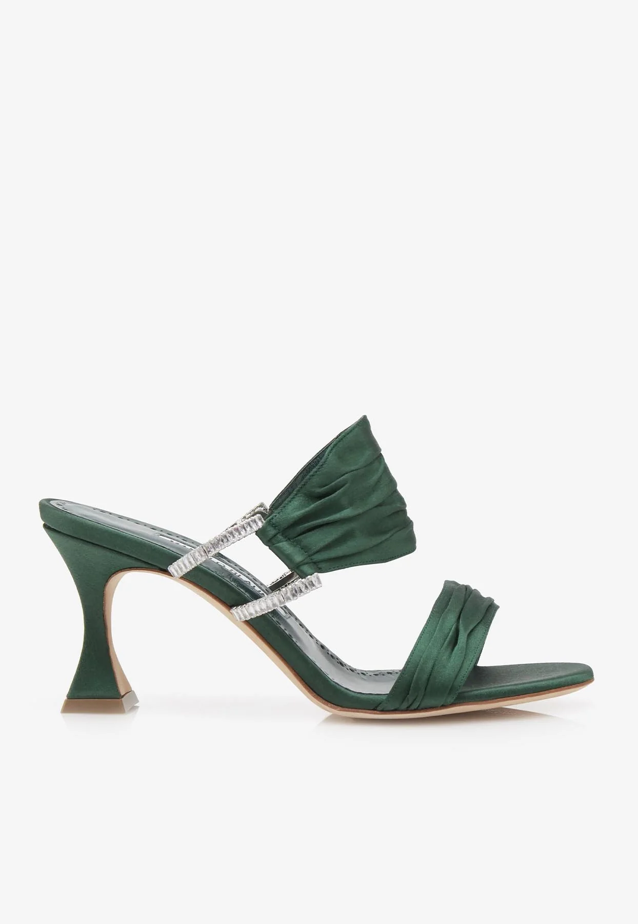 Manolo Blahnik Chinap 70 Ruched Satin Mules