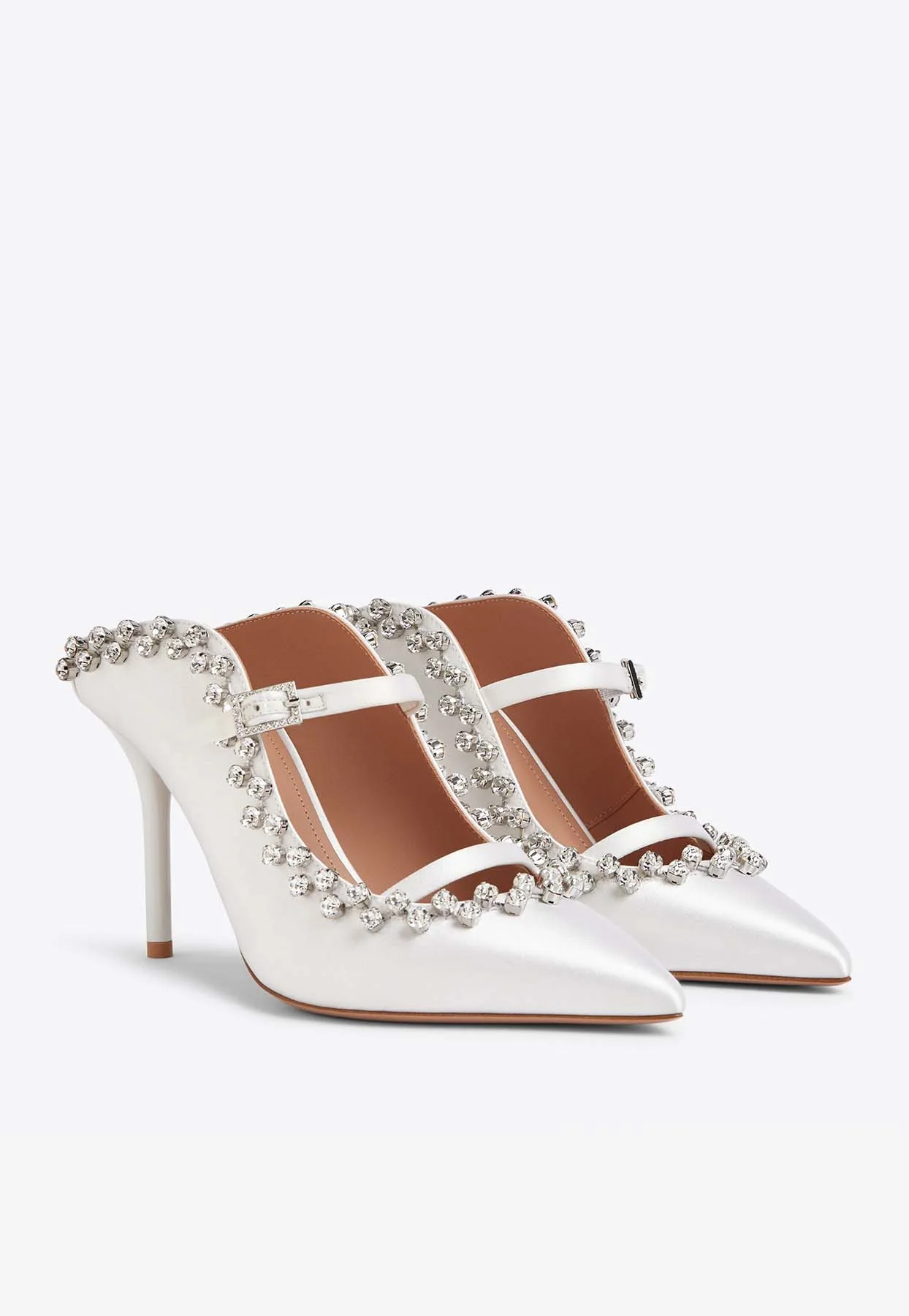 Malone Souliers Gala 85 Crystal-Embellished Satin Mules