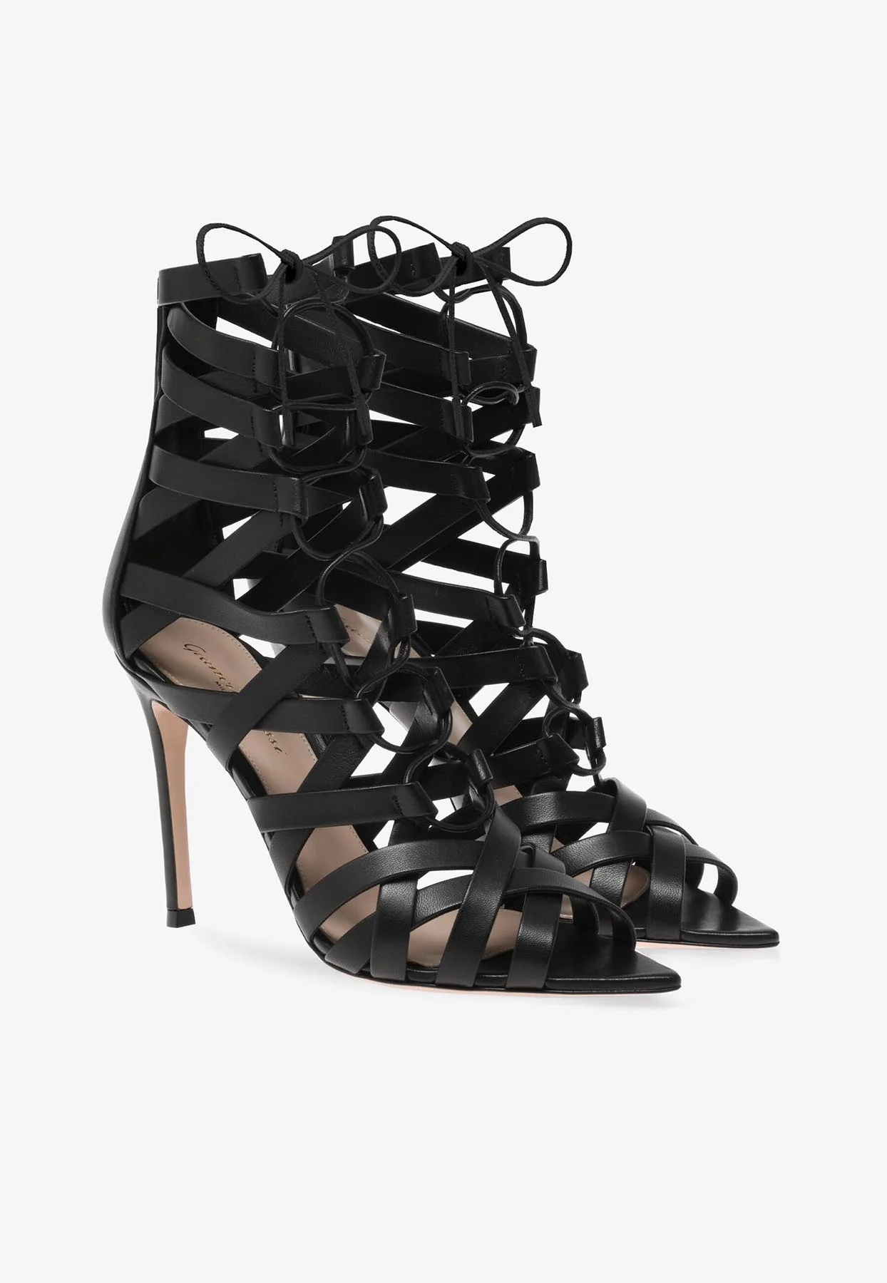 Gianvito Rossi Catherine 105 Caged Ankle Boots in Nappa Leather