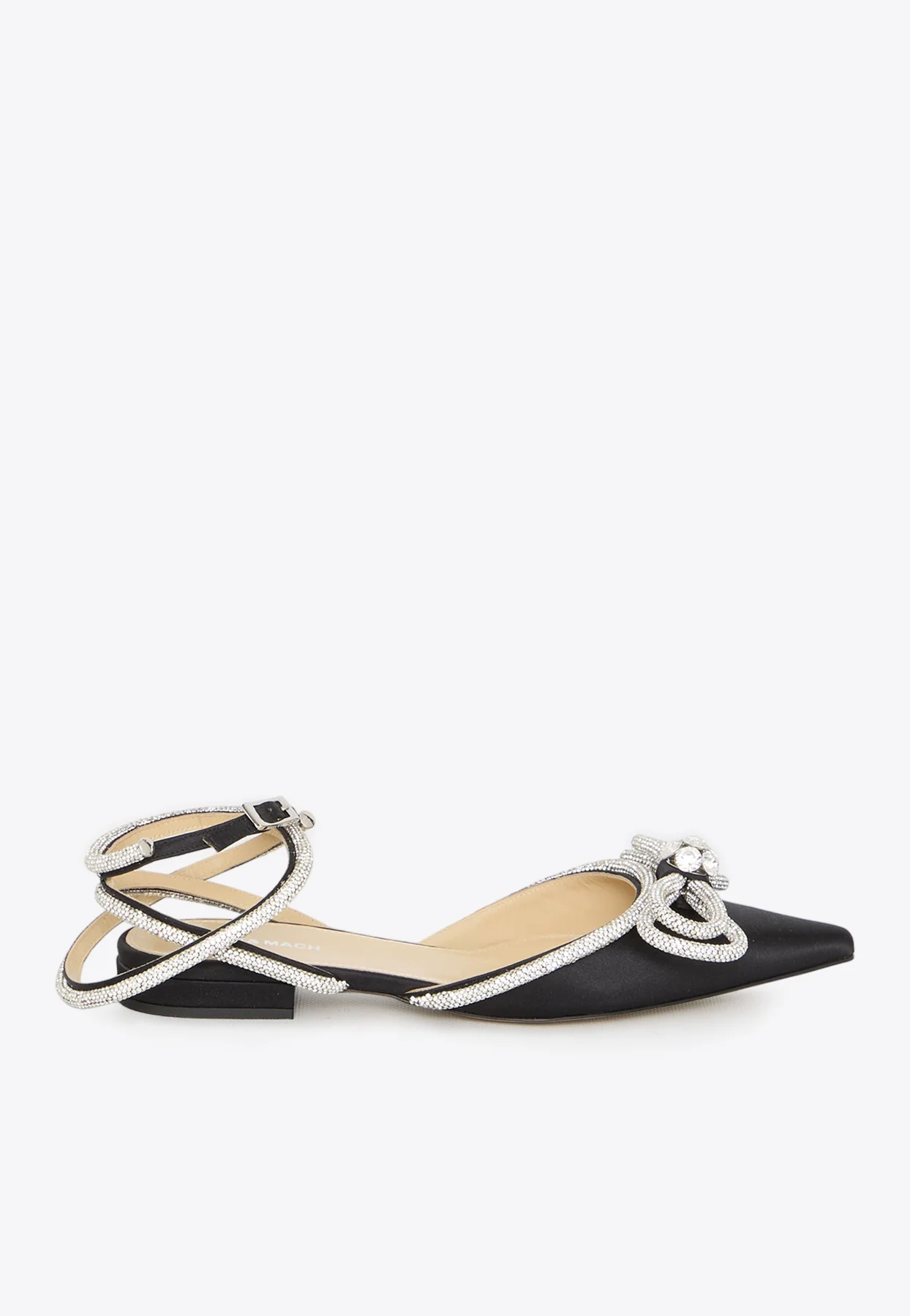 Mach and Mach Double Bow Crystal-Embellished Pointed-Toe Flats