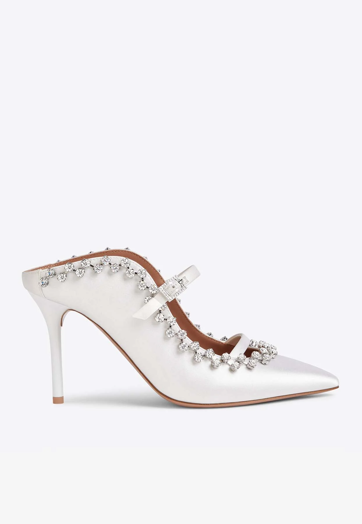 Malone Souliers Gala 85 Crystal-Embellished Satin Mules