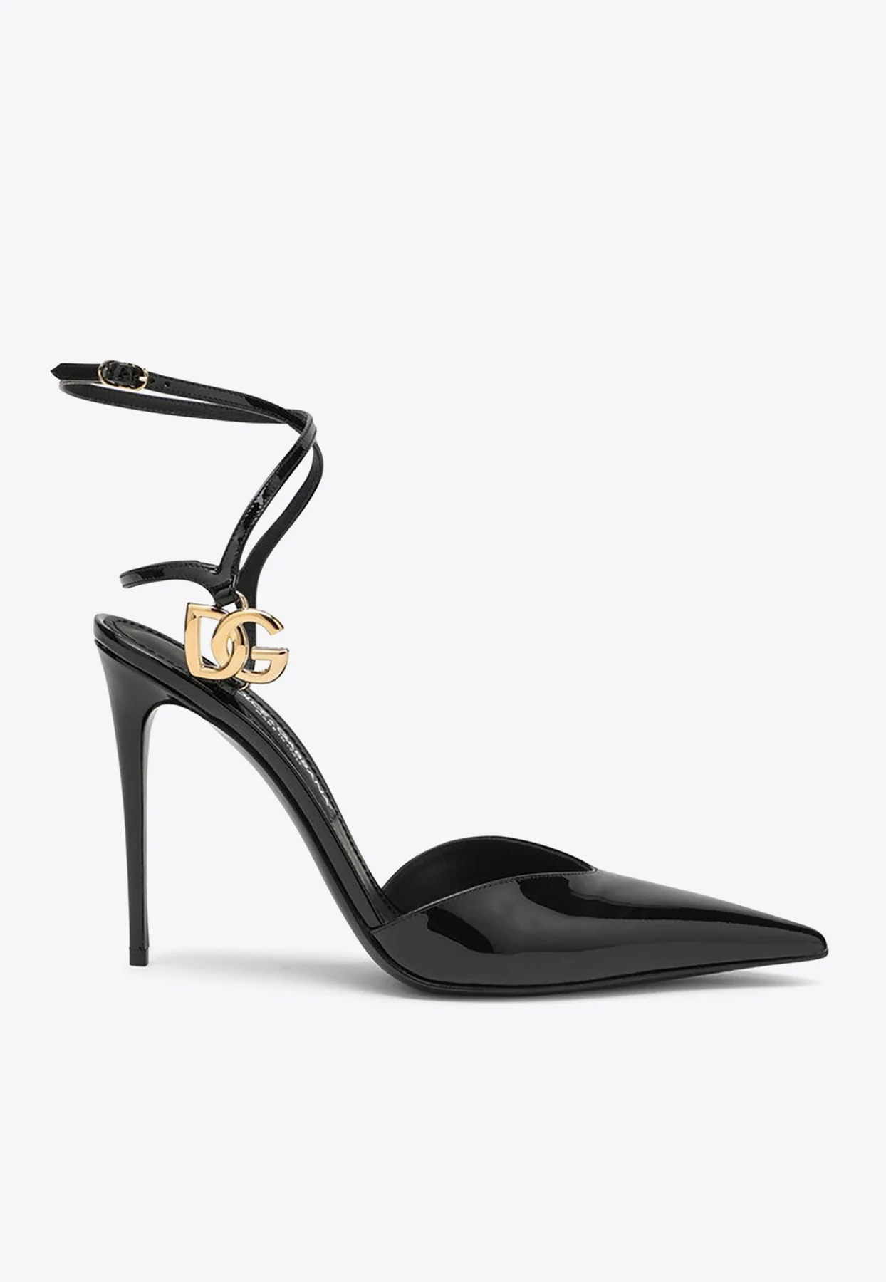 Dolce Gabbana 105 Logo Monogram Patent Leather Pumps