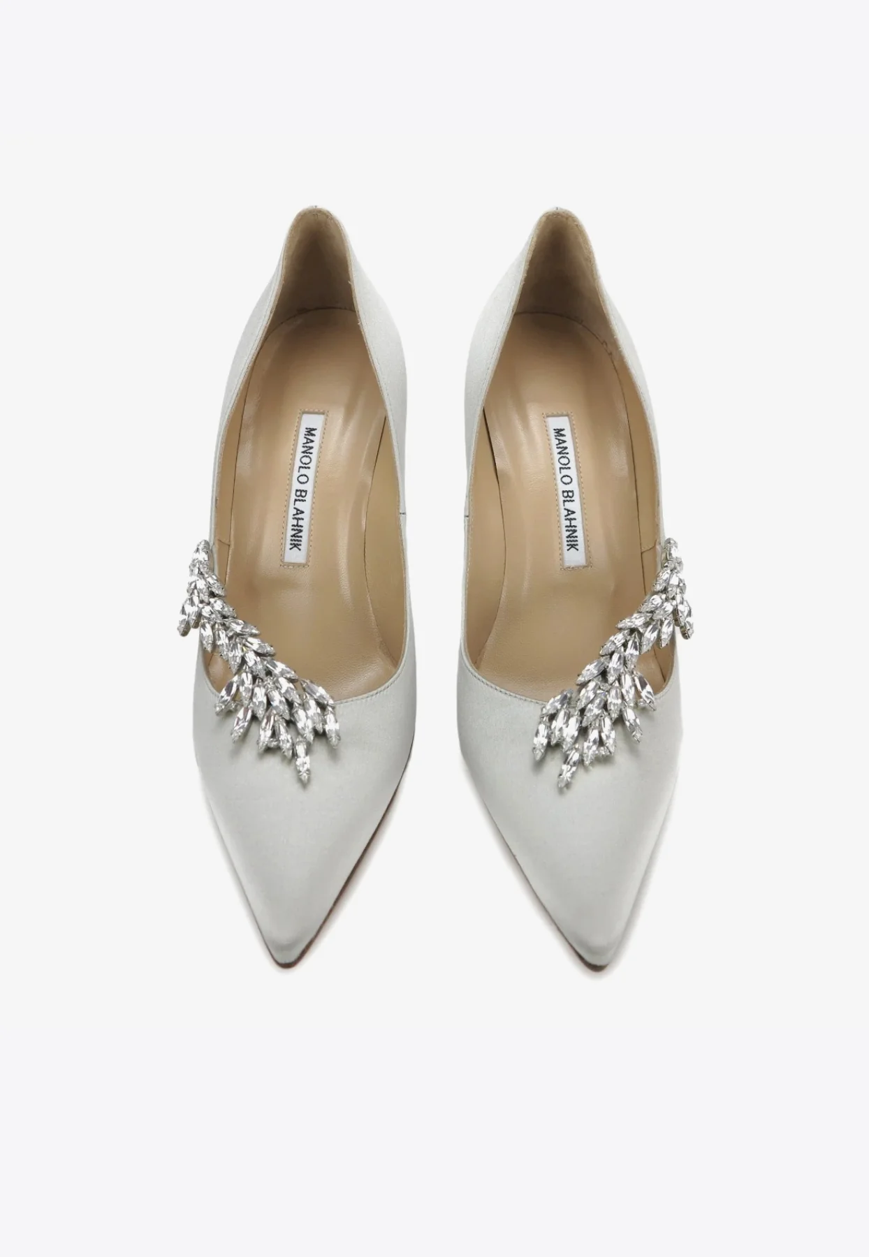 Manolo Blahnik Nadira 90 Satin Crystal-Embellished Pumps