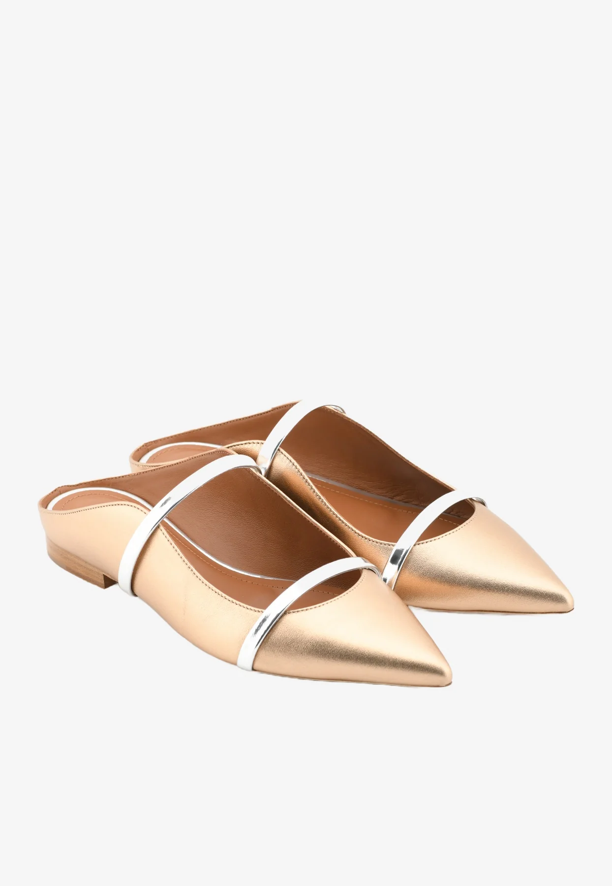 Malone Souliers Maureen Flat Mules in Metallic Leather