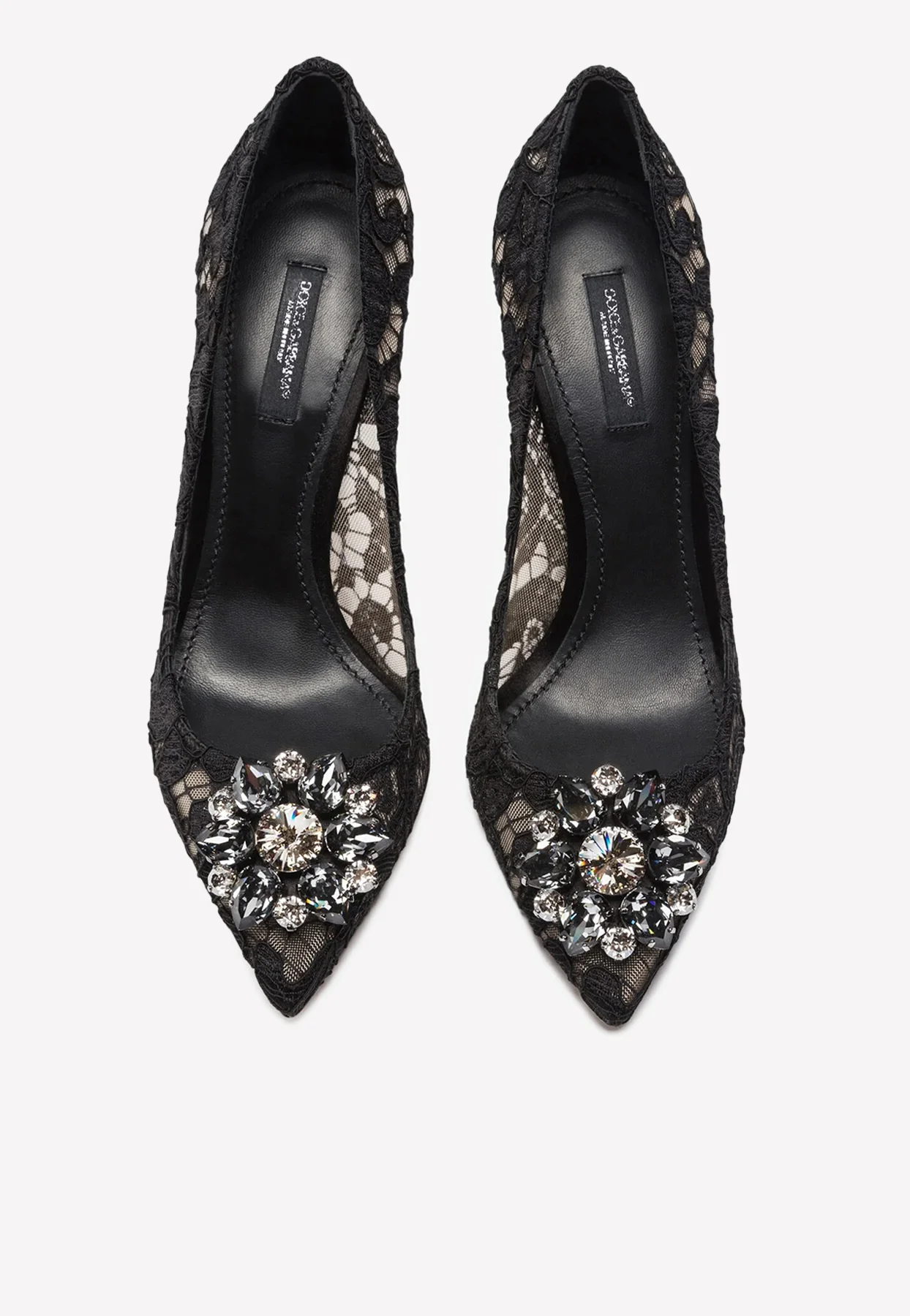 Dolce Gabbana Bellucci 90 Crystal-Embellished Pumps in Taormina Lace