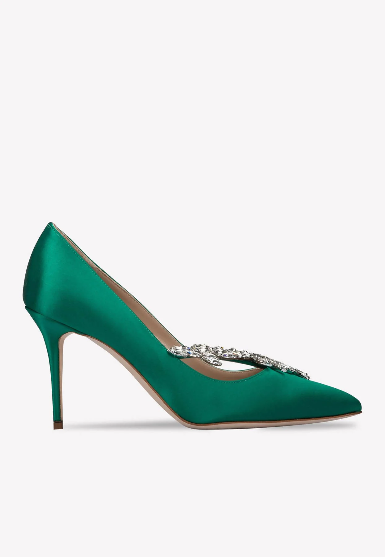 Manolo Blahnik Nadira 90 Crystal Embellished Satin Pumps