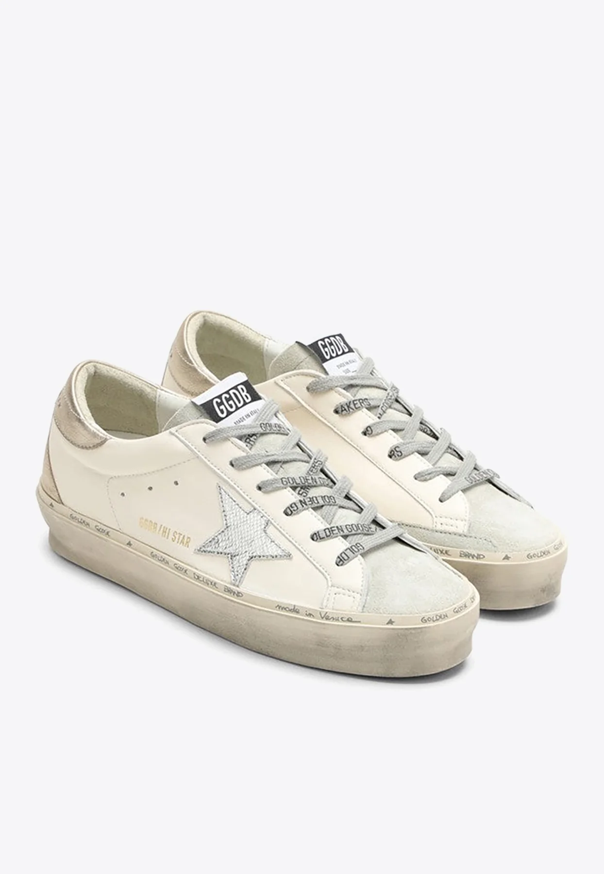 Golden Goose GGDB Hi-Star Low-Top Sneakers with Snakeskin Star Women Men