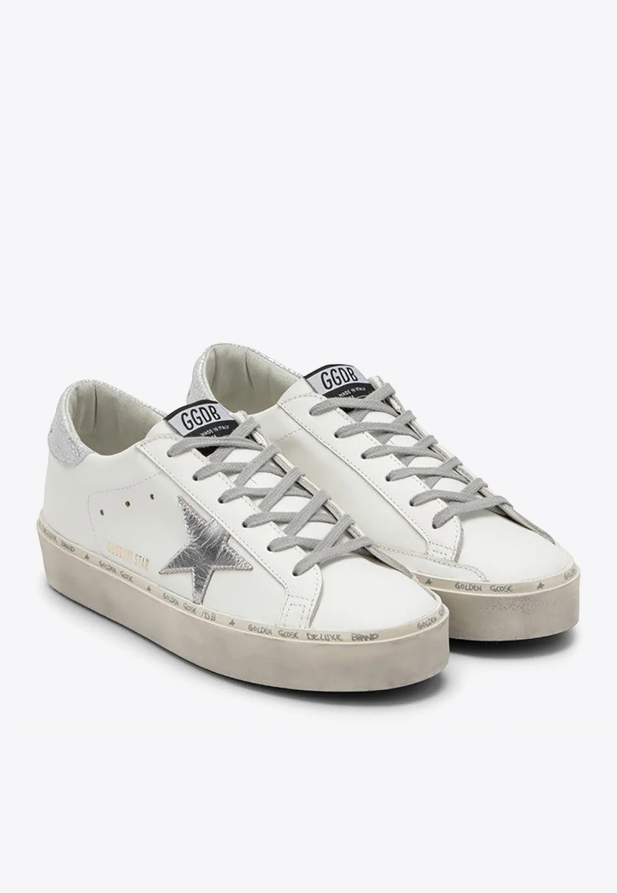 Golden Goose GGDB Hi-Star Leather Sneakers with Laminated Star Women Men