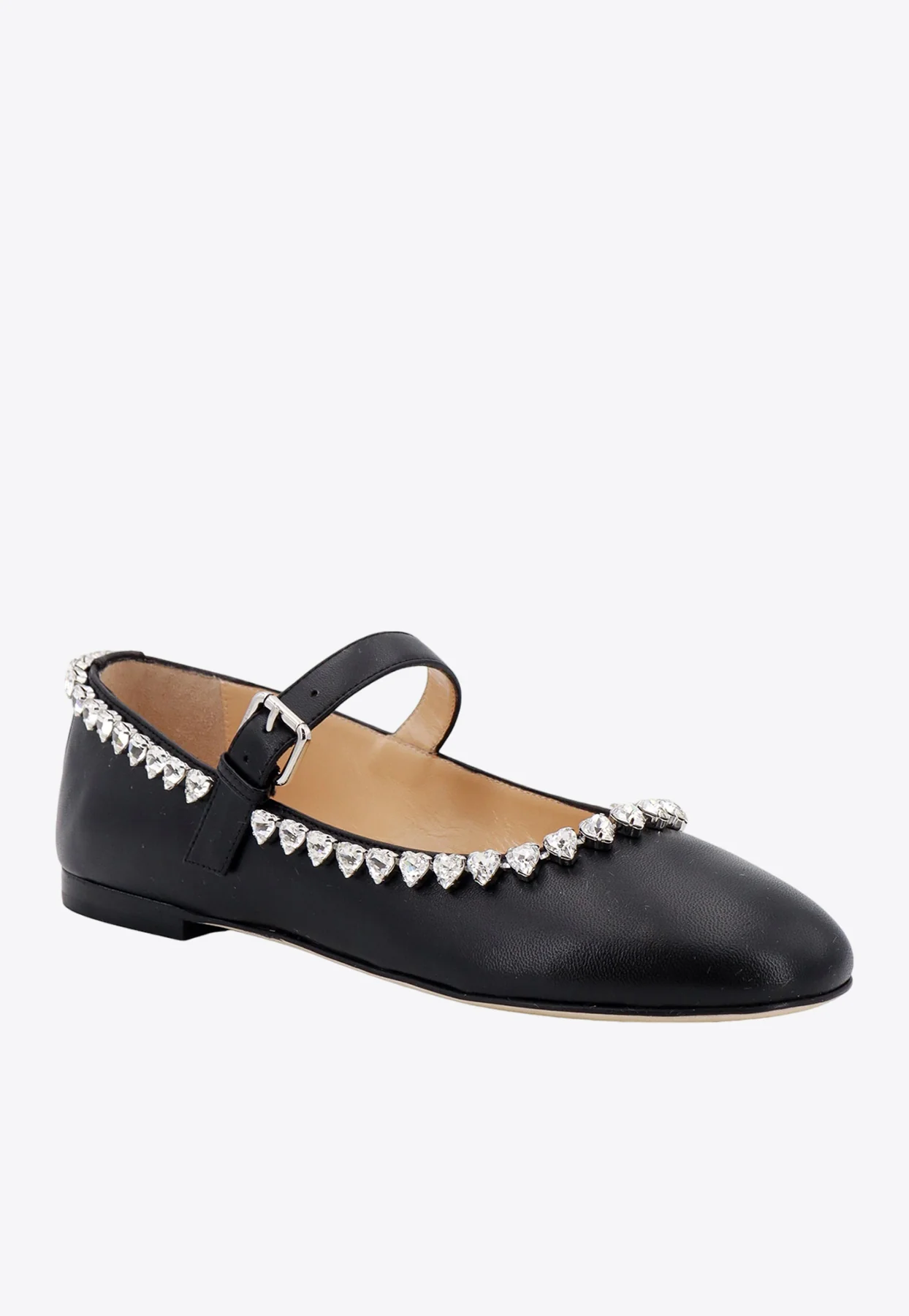 Mach and Mach Crystal-Embellished Leather Ballet Flats