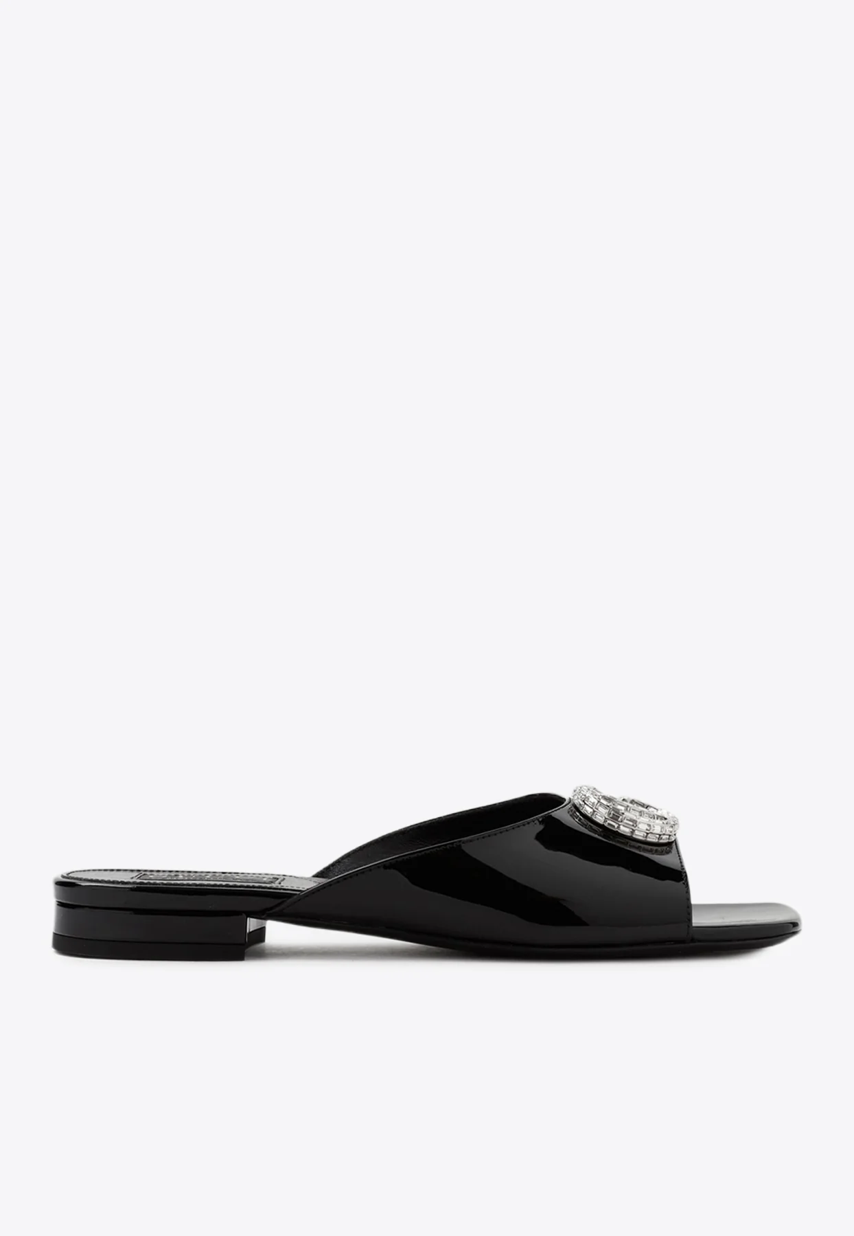 Gucci Double G Patent Leather Flat Sandals