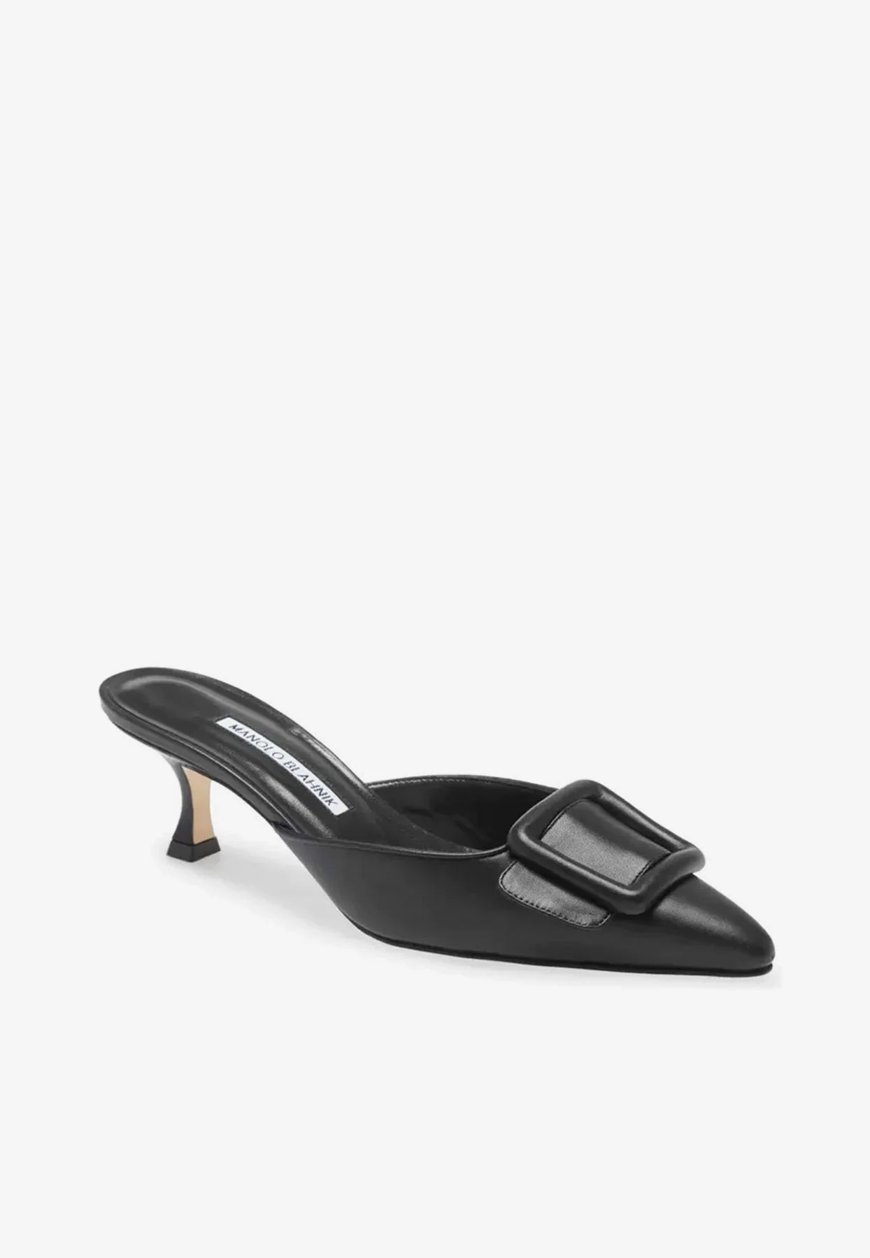 Manolo Blahnik Maysale 50 Leather Buckle Mules