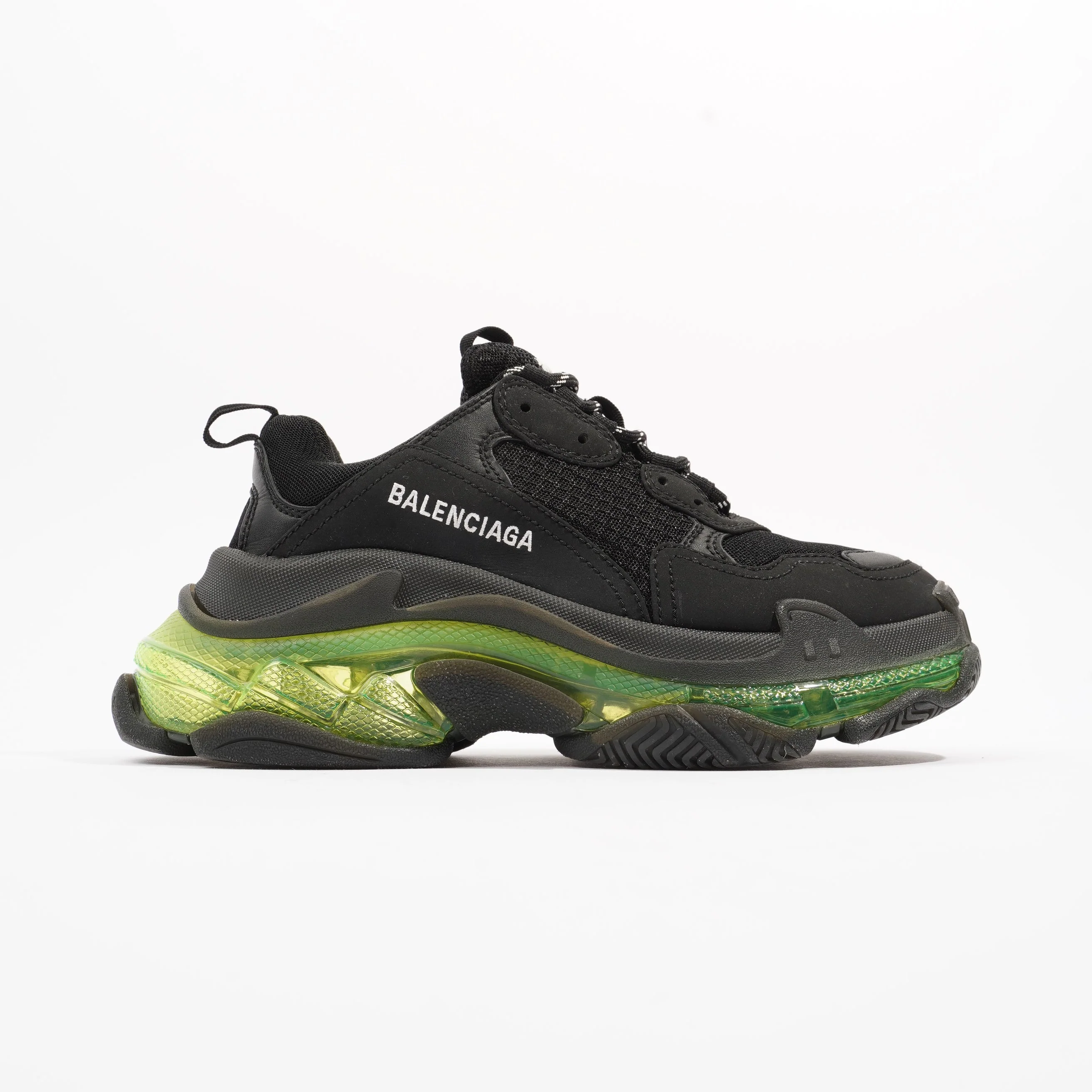 Balenciaga Triple S Clear sole Black / Green Mesh EU 38 UK 5