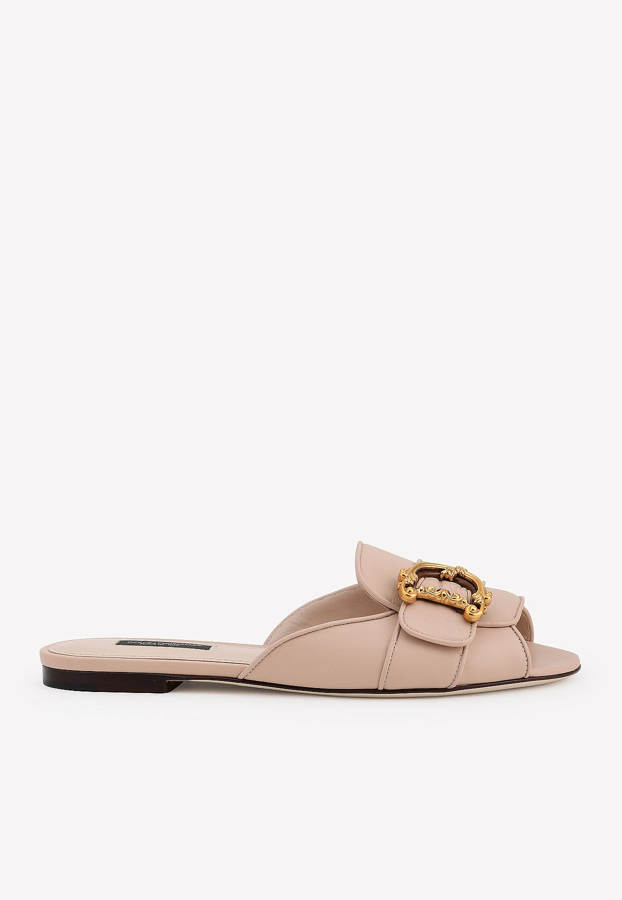 Dolce Gabbana Bianca DG Baroque Slides in Nappa Leather