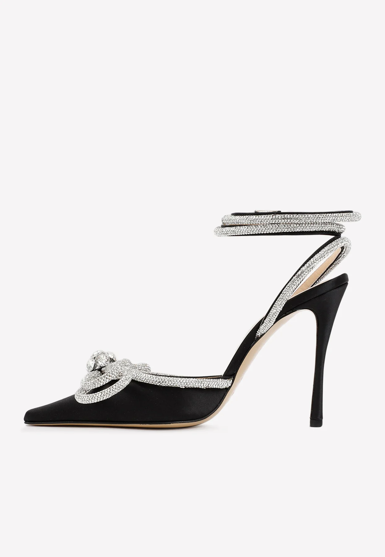 Mach and Mach 110 Crystal Embellished Double Bow Satin Pumps
