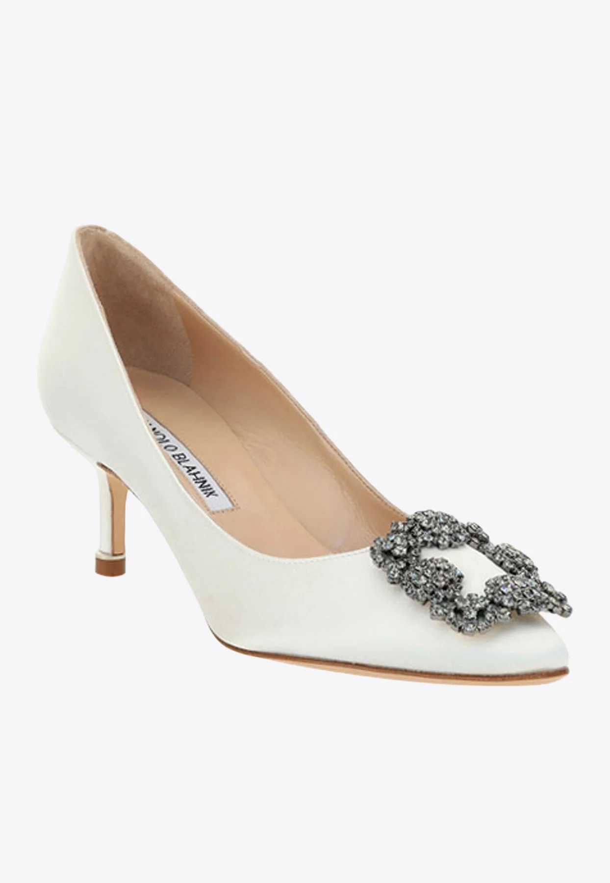 Manolo Blahnik Hangisi 50 Embellished Buckle Satin Pumps