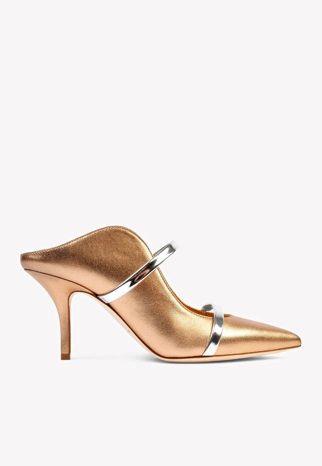 Malone Souliers Maureen 70 Mules in Metallic Nappa Leather