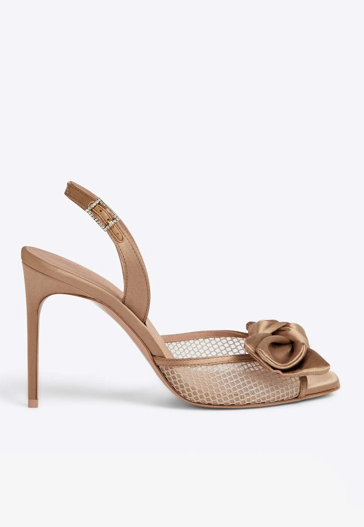 Malone Souliers Maera 90 Satin Rose-Applique Sandals