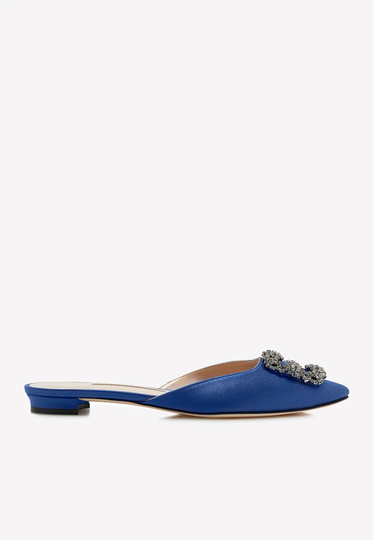 Manolo Blahnik Hangisimuflat Crystal Buckle Flat Mules