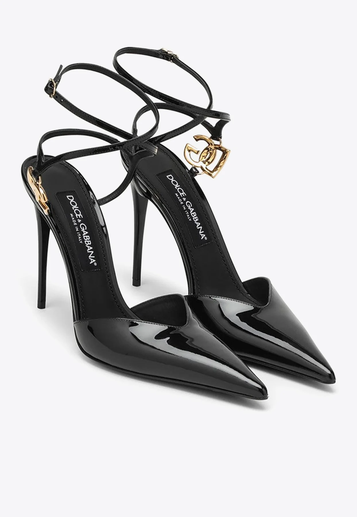 Dolce Gabbana 105 Logo Monogram Patent Leather Pumps