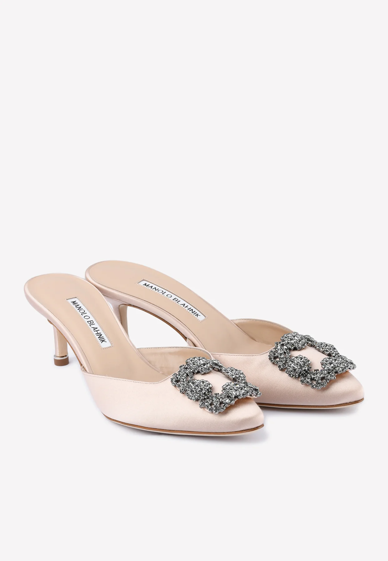 Manolo Blahnik Hangisimu 50 Crystal Buckle Mules