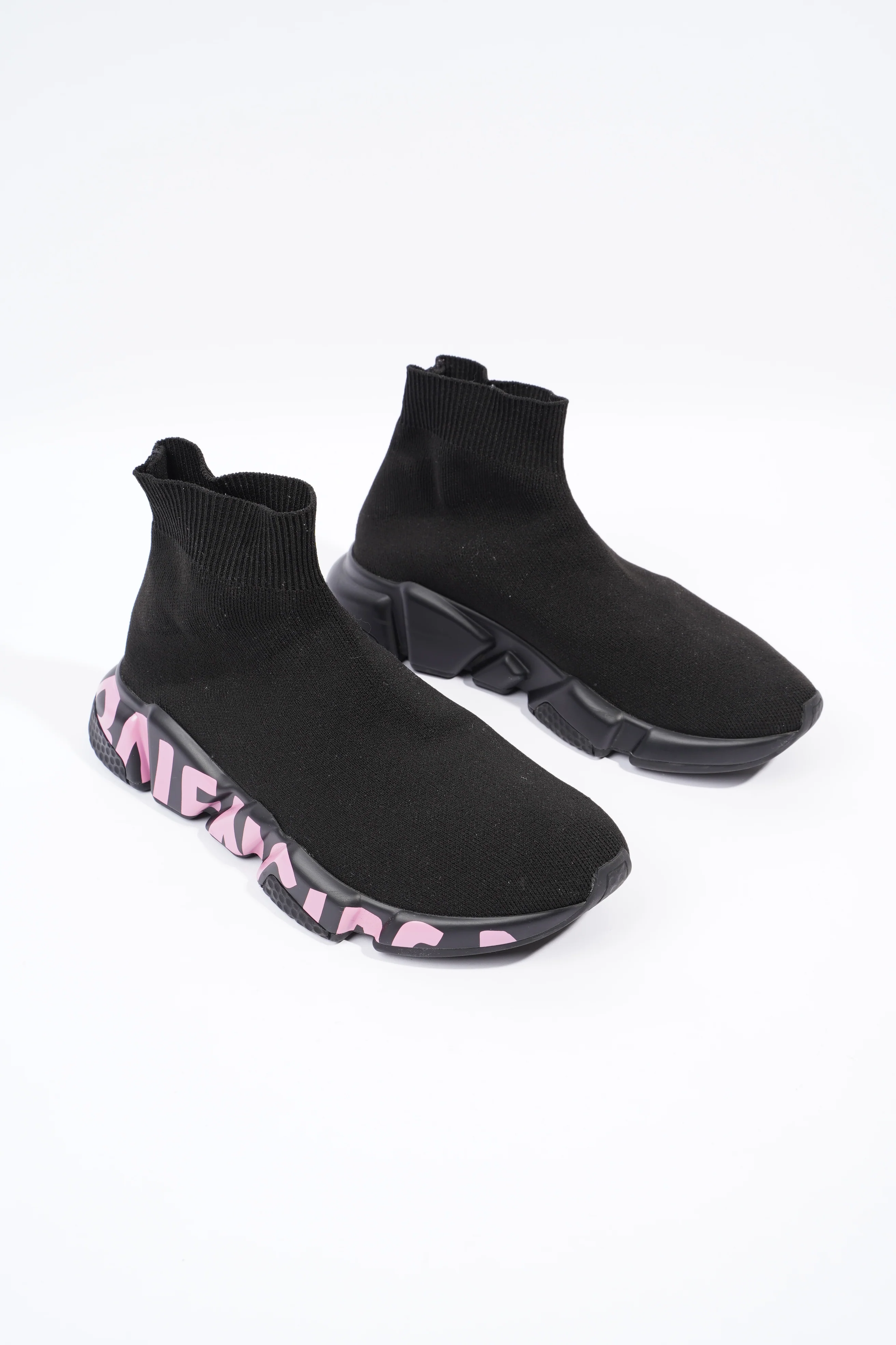 Balenciaga Speed Black / Pink Logo Print Cotton EU 37 UK 4