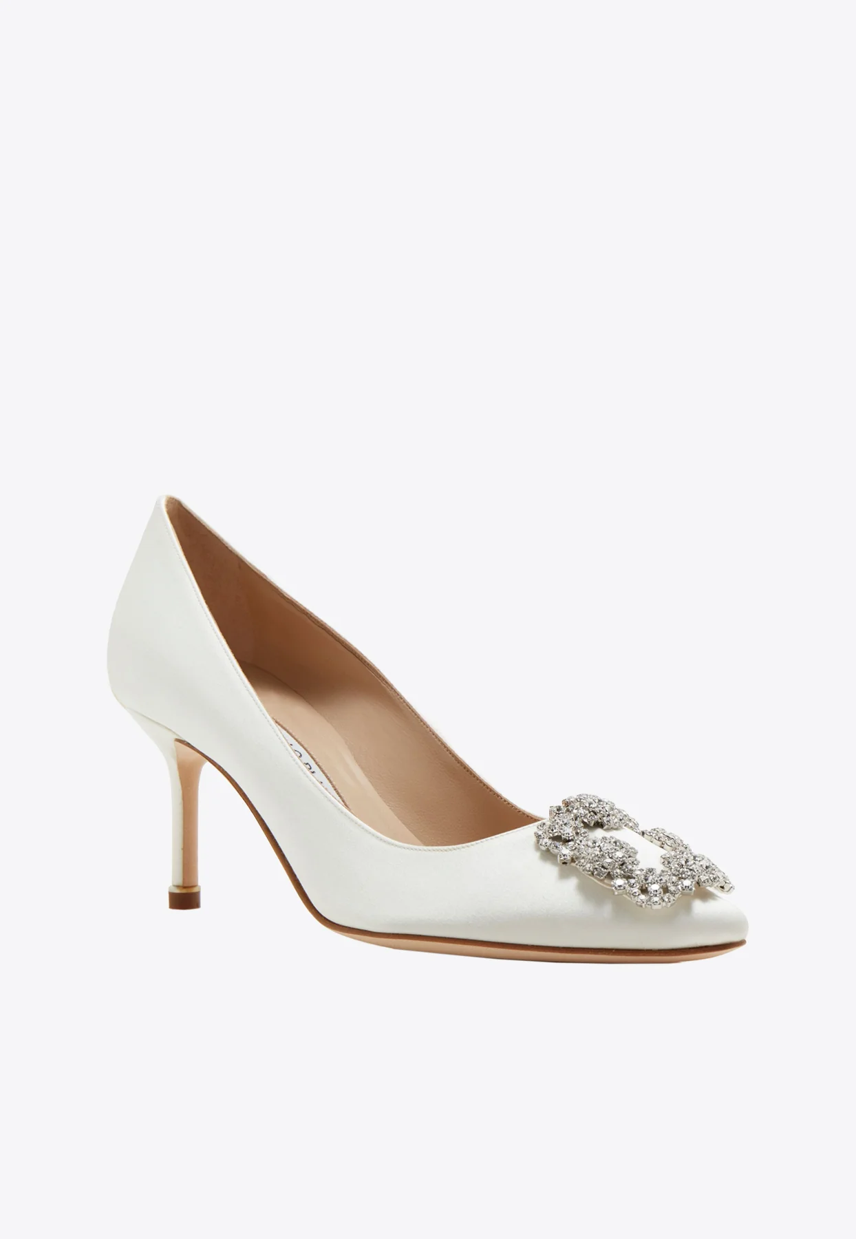 Manolo Blahnik Hangisi 70 CLC Crystal Buckle Satin Pumps
