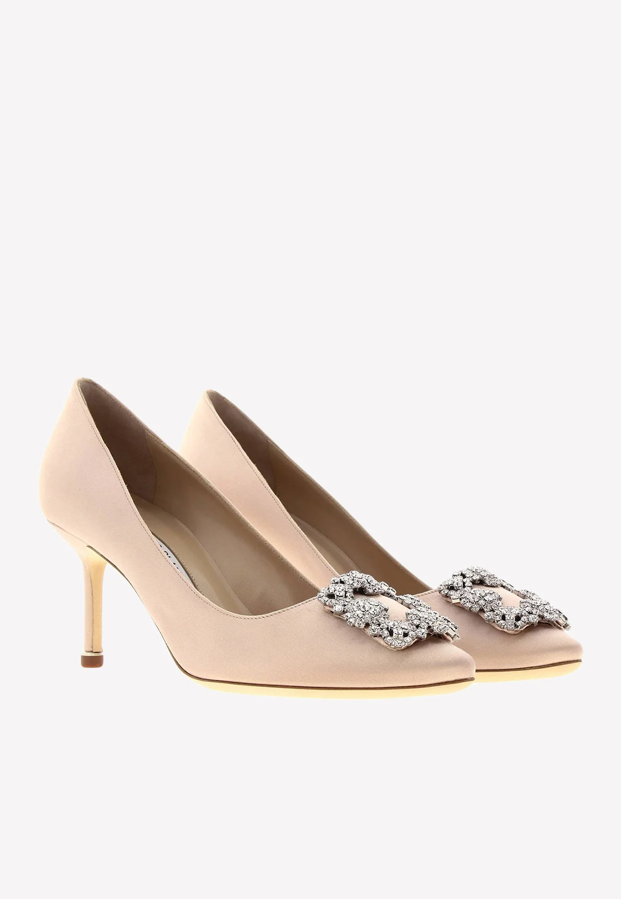 Manolo Blahnik Hangisi 70 Satin Pumps with Crystal Buckle