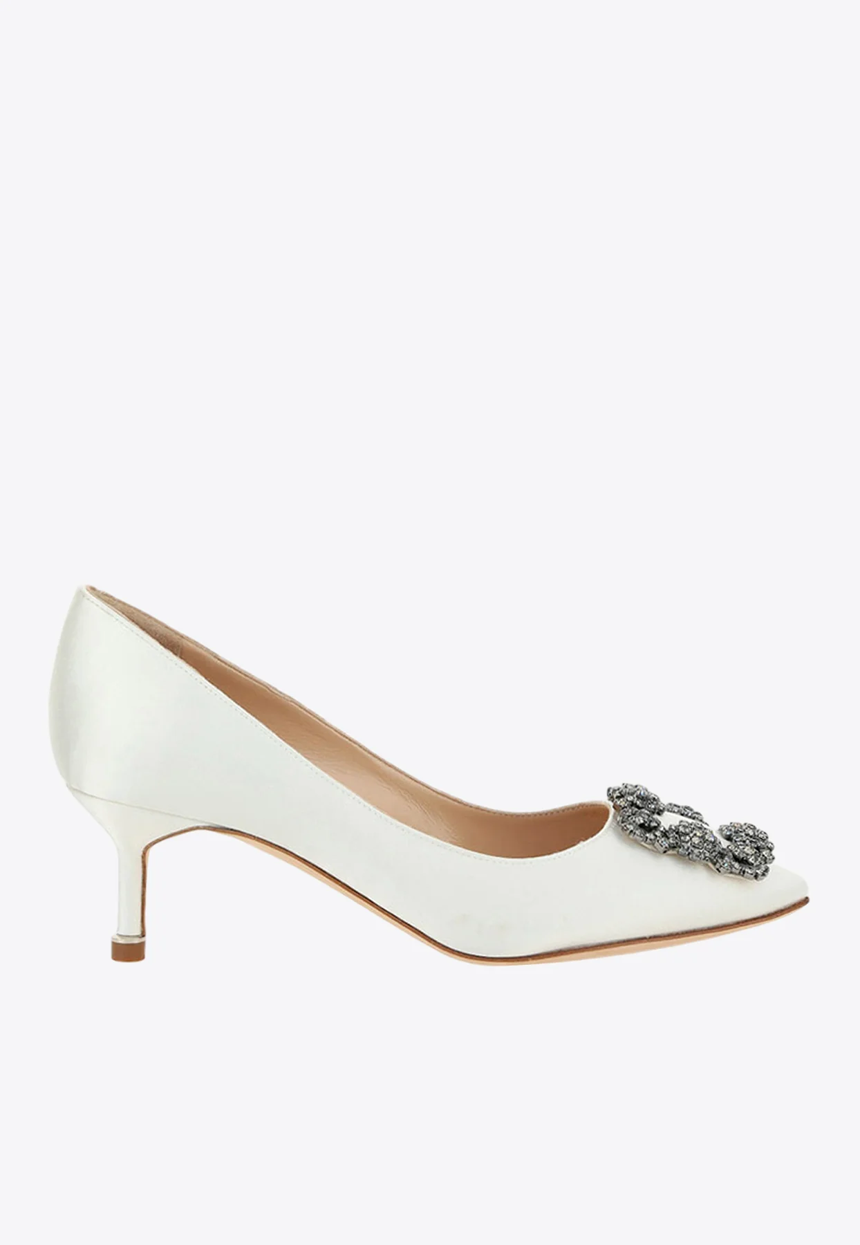 Manolo Blahnik Hangisi 50 Embellished Buckle Satin Pumps