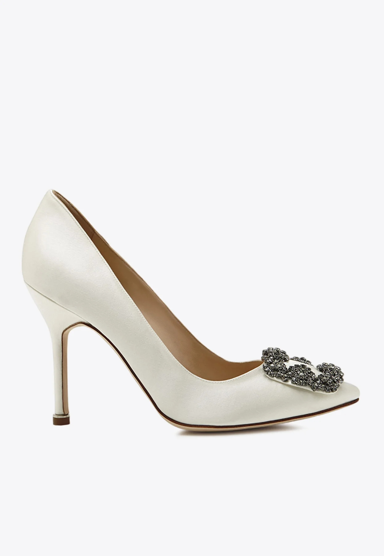 Manolo Blahnik Hangisi 105 Embellished Buckle Satin Pumps
