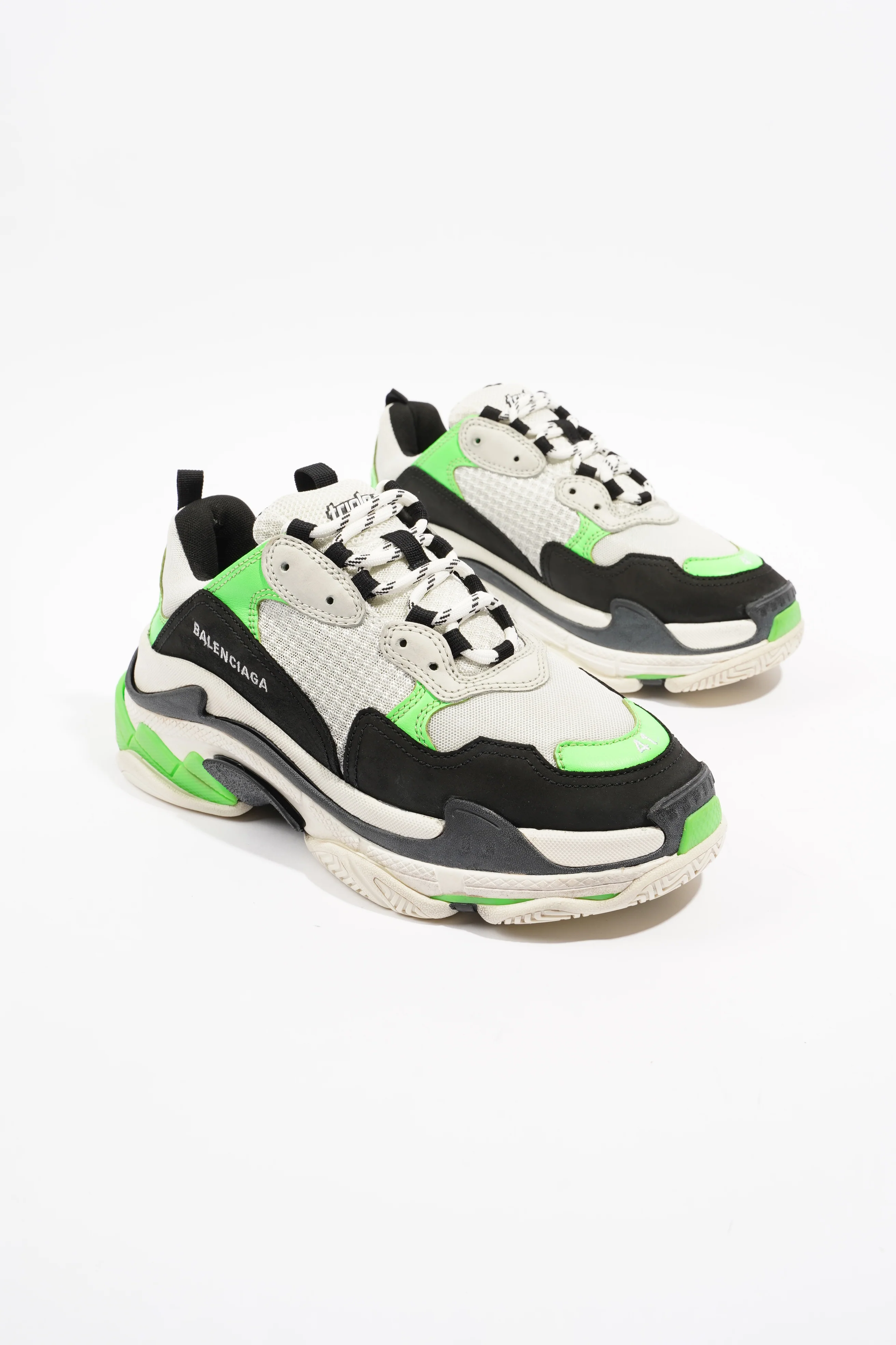Balenciaga Triple S White / Black / Green Mesh EU 41 UK 8