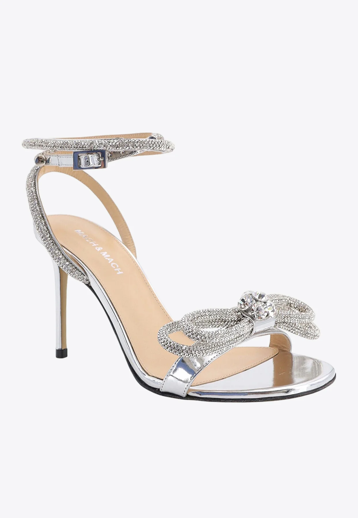 Mach and Mach 95 Double Bow Metallic Leather Sandals