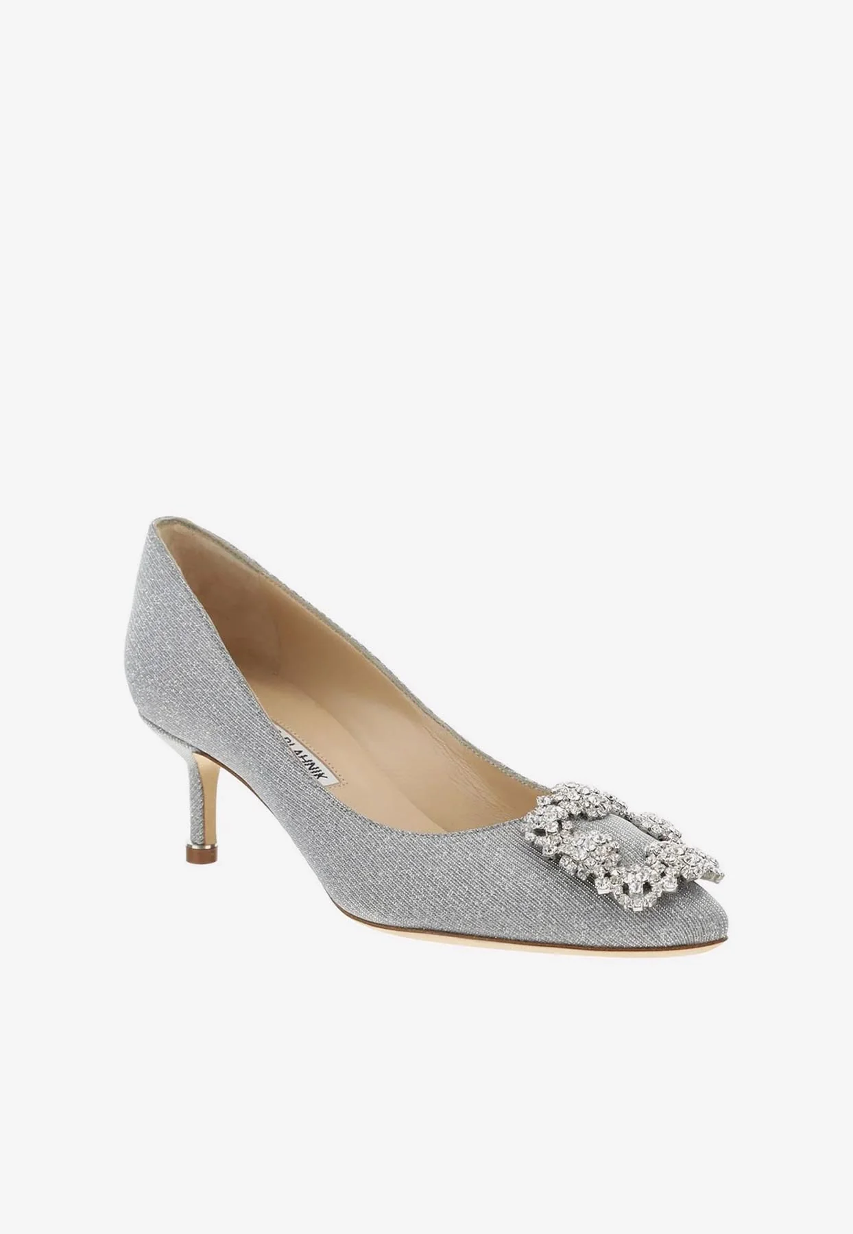Manolo Blahnik Hangisi 50 CLC Buckle Glittered Pumps